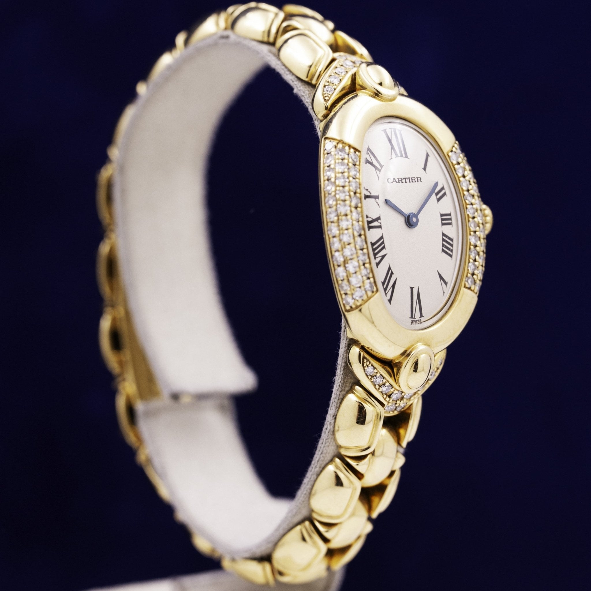 CARTIER BAIGNOIRE OR ET DIAMANTS - montre vintage - Contre - Temps Paris