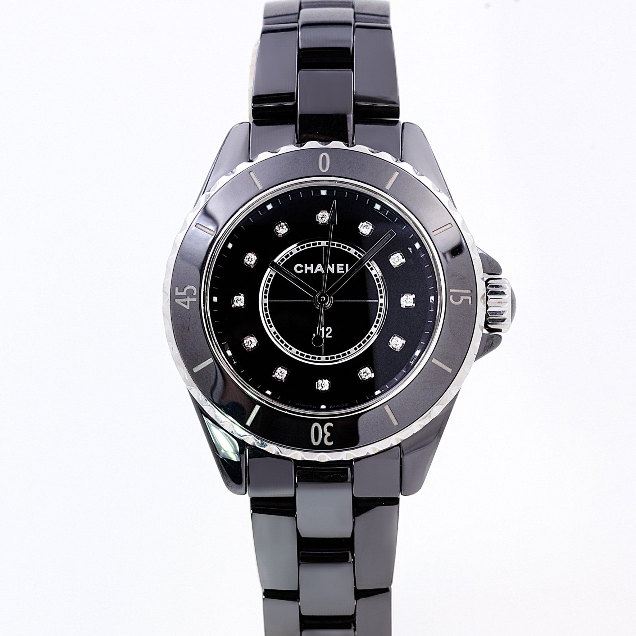 CHANEL J12 FEMME INDEXES DIAMANTS - montre vintage - Contre - Temps Paris