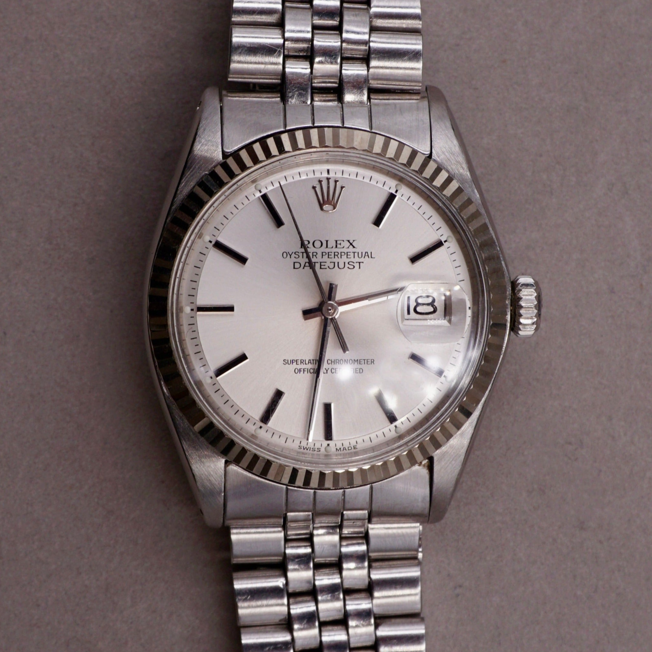 ROLEX OYSTER PERPETUAL DATEJUST WHITE GOLD BEZEL