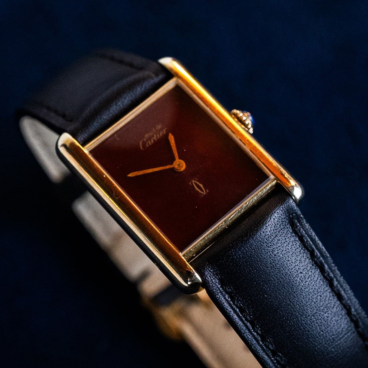 CARTIER TANK MUST MEN BURGUNDY DIAL