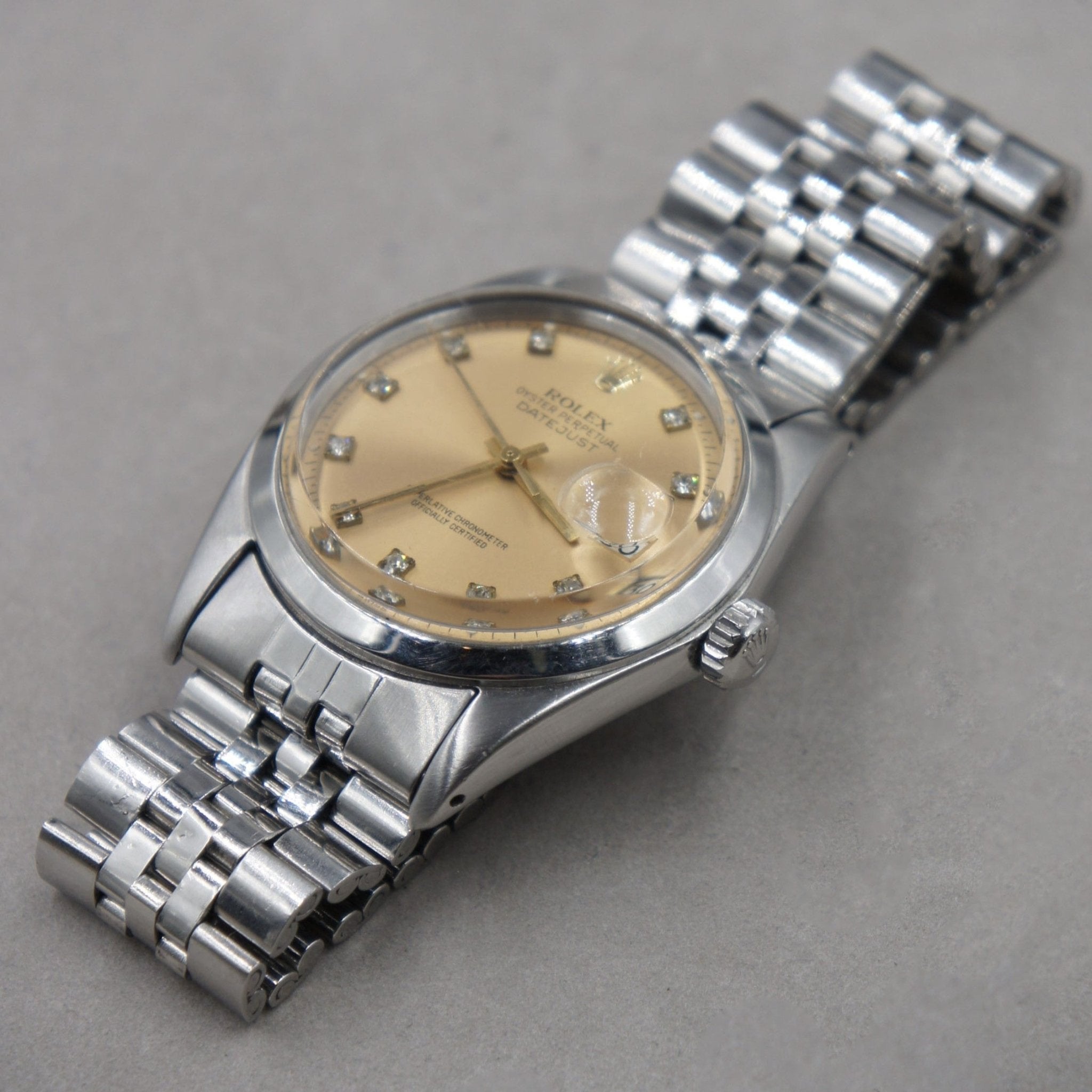 ROLEX DATEJUST ACIER INDEX DIAMANTS - montre vintage - Contre - Temps Paris