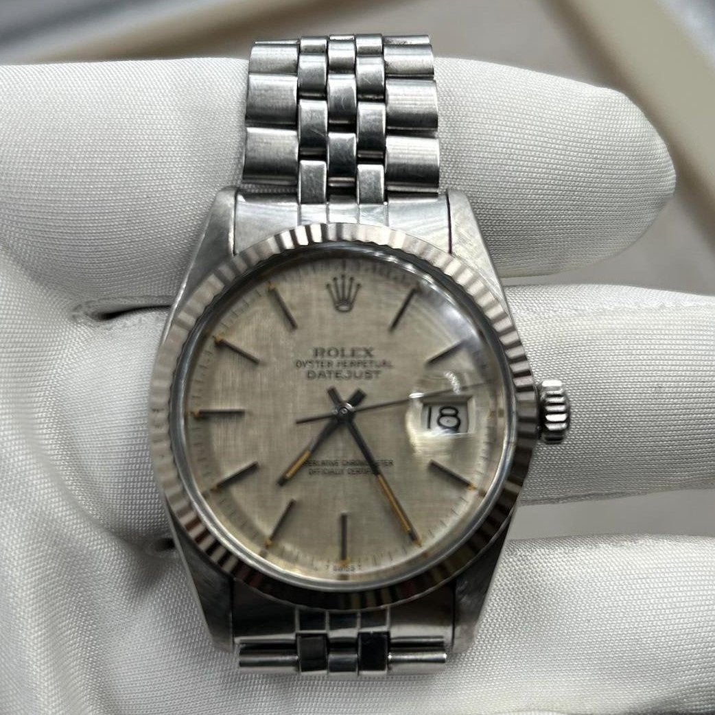 ROLEX DATEJUST 36MM STEEL WHITE GOLD BEZEL