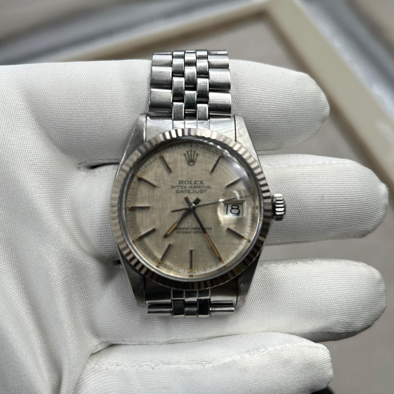 ROLEX DATEJUST 36MM STEEL WHITE GOLD BEZEL