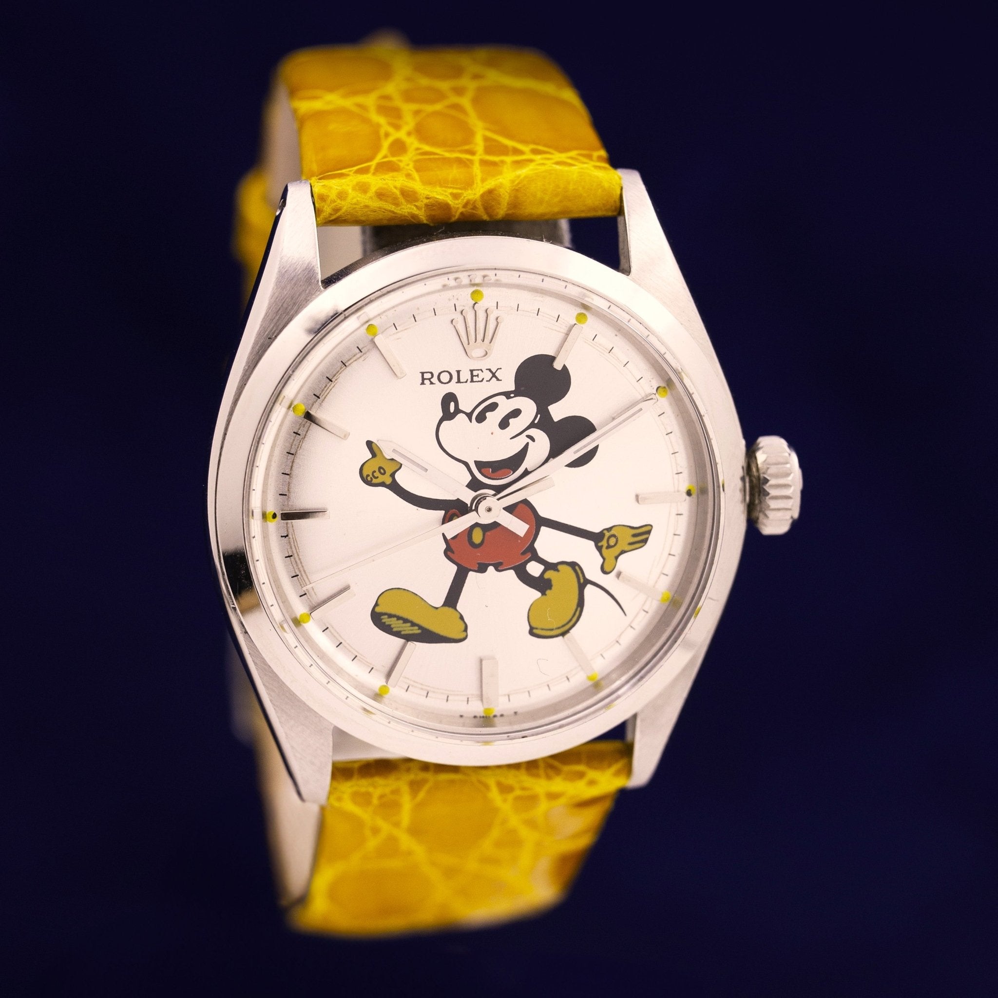 ROLEX PRECISION CADRAN CUSTOM MICKEY INDEXES JAUNES - montre vintage - Contre - Temps Paris