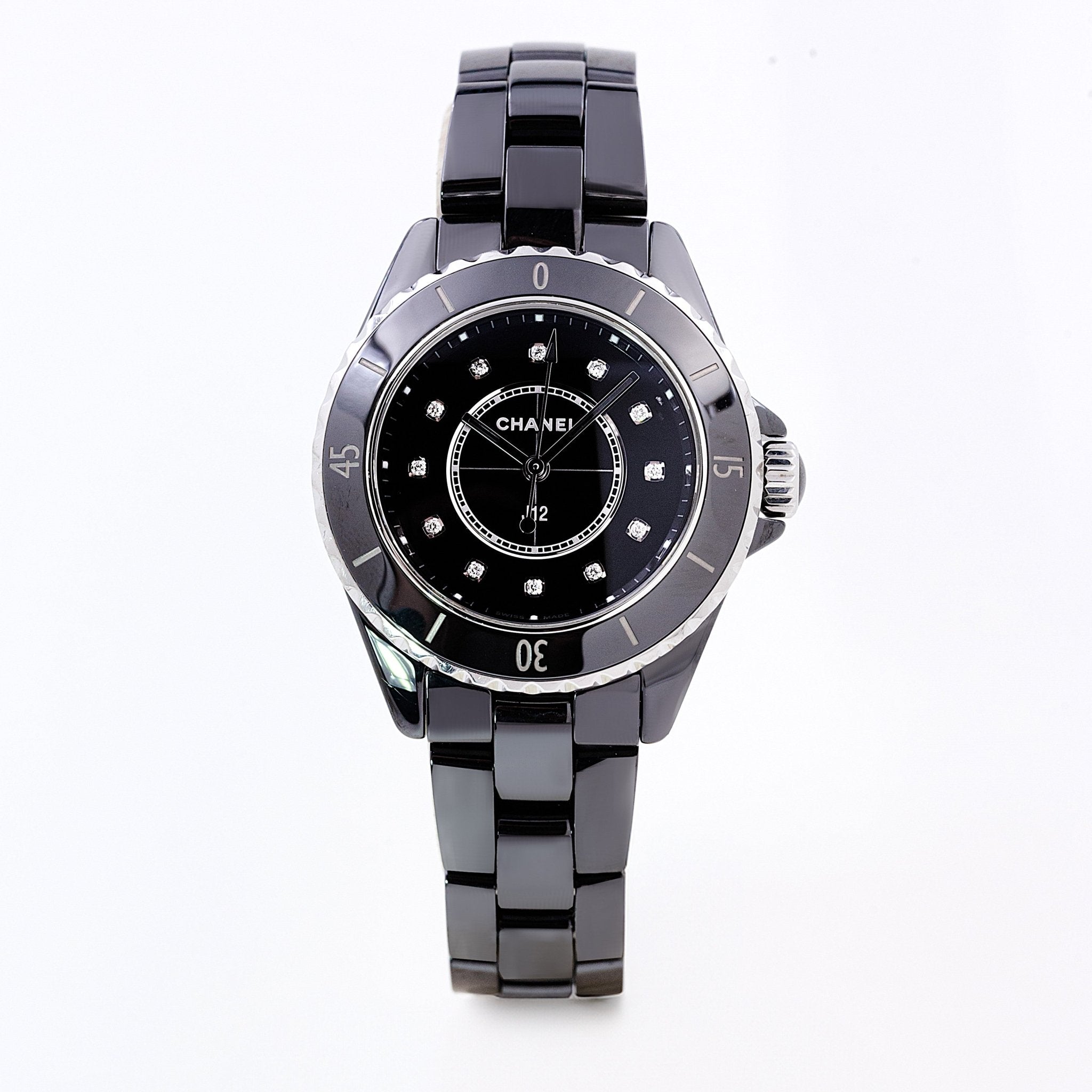 CHANEL J12 FEMME INDEXES DIAMANTS - montre vintage - Contre - Temps Paris