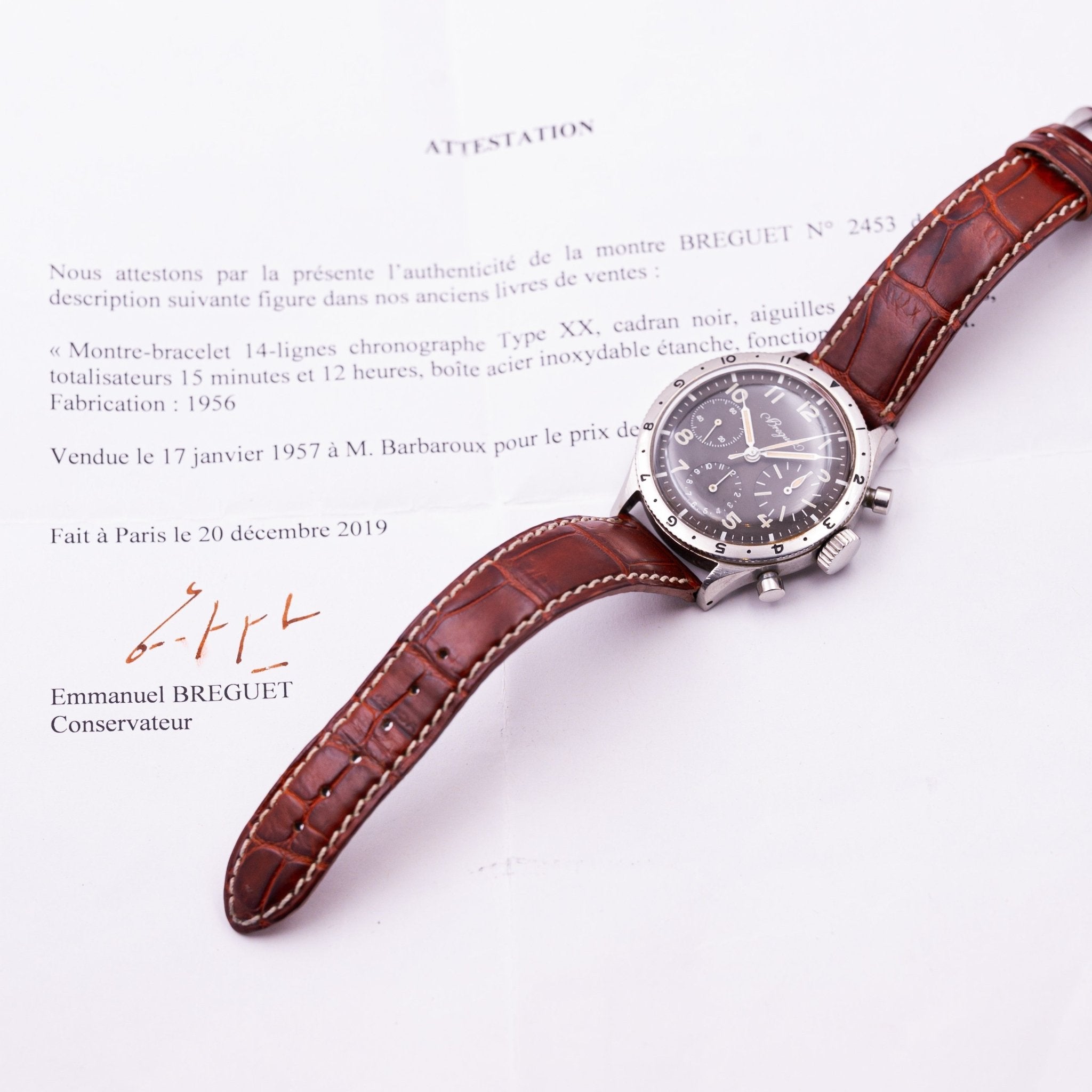 BREGUET CHRONOGRAPHE TYPE XX 3 COMPTEURS FLY BACK - montre vintage - Contre - Temps Paris