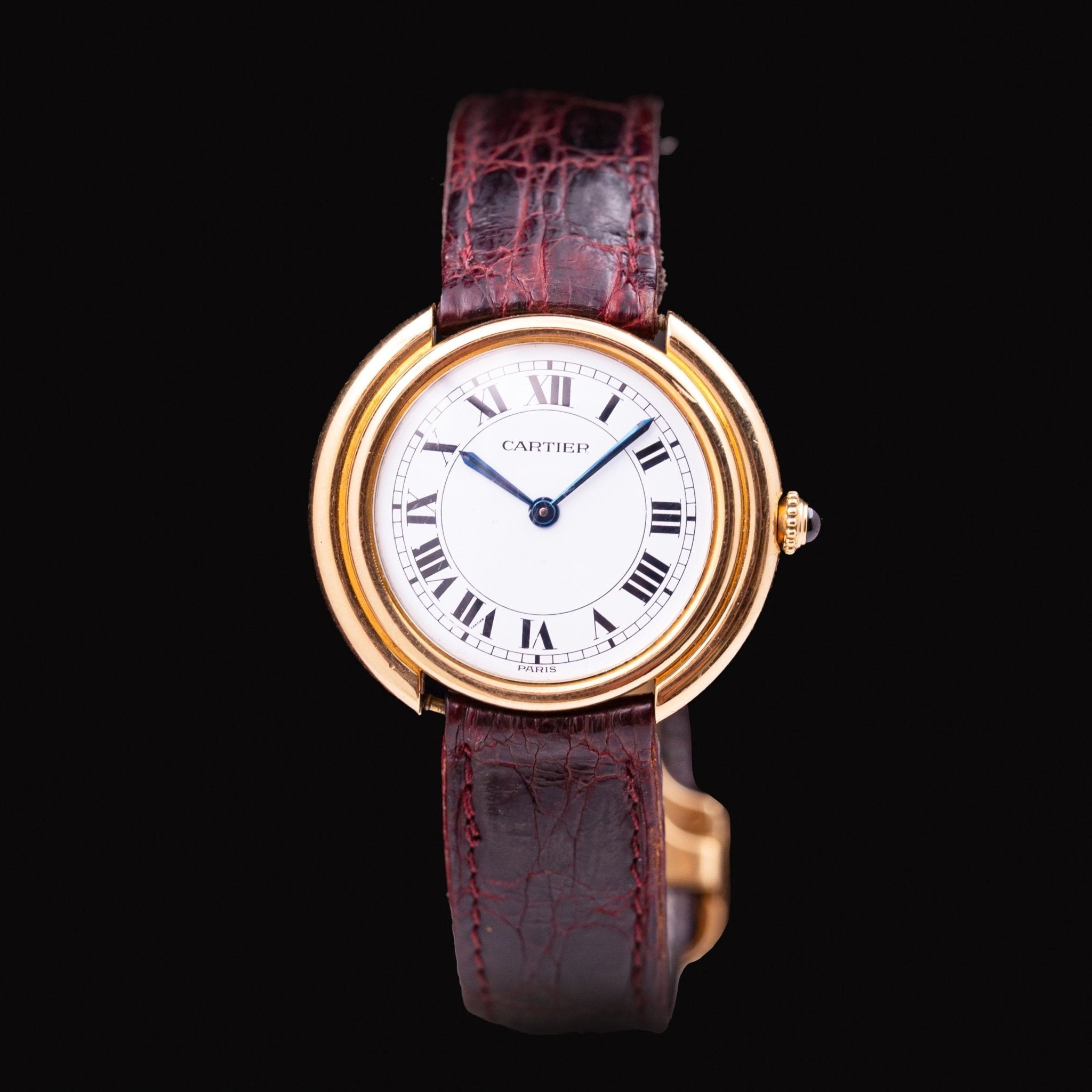 CARTIER ELLIPSE RONDE MECANIQUE OR HOMME - montre vintage - Contre - Temps Paris