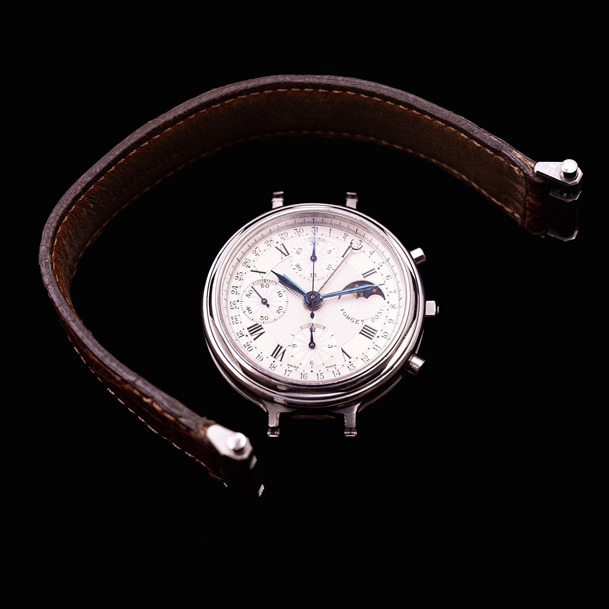 FORGET CHRONOGRAPHE DATE ET PHASES DE LUNE - montre vintage - Contre - Temps Paris