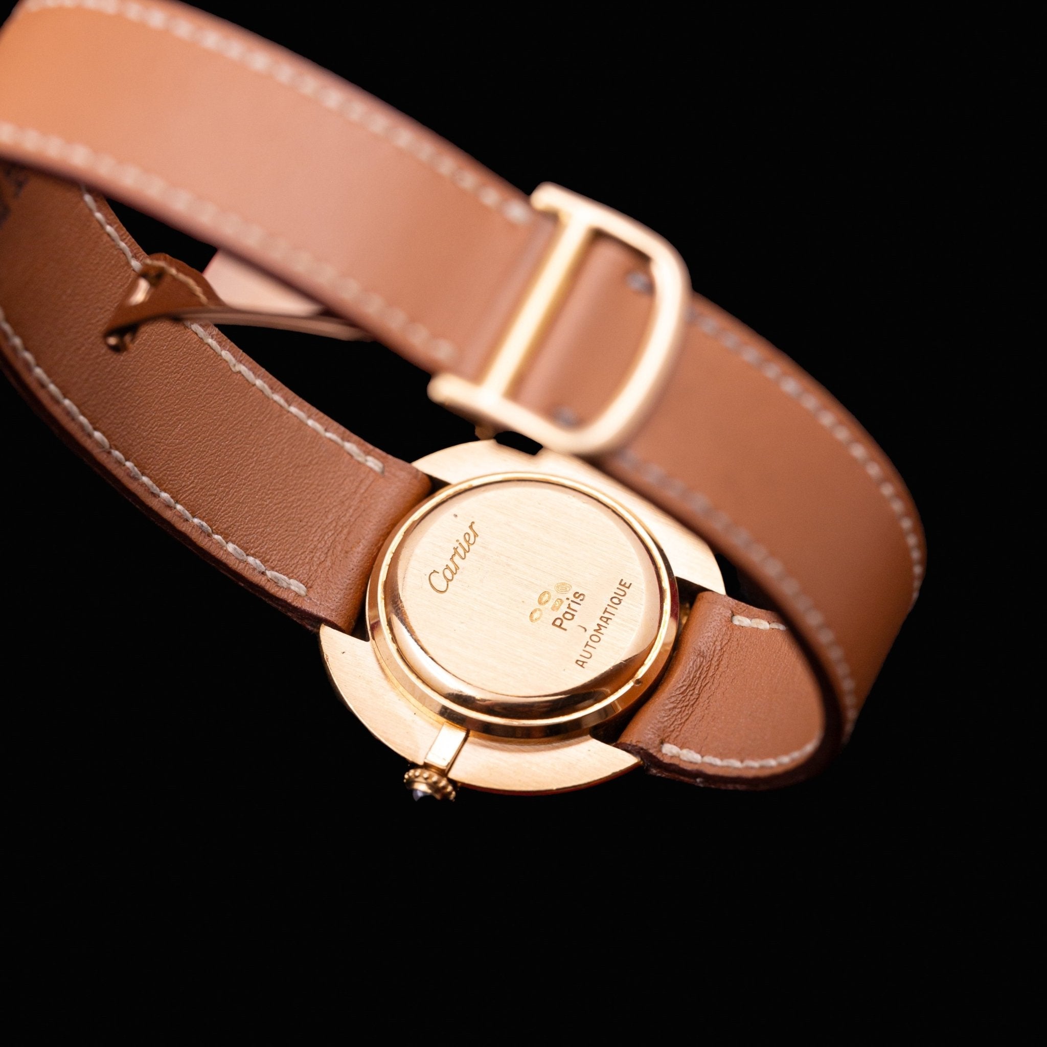 CARTIER ELLIPSE RONDE AUTOMATIQUE OR HOMME - montre vintage - Contre - Temps Paris