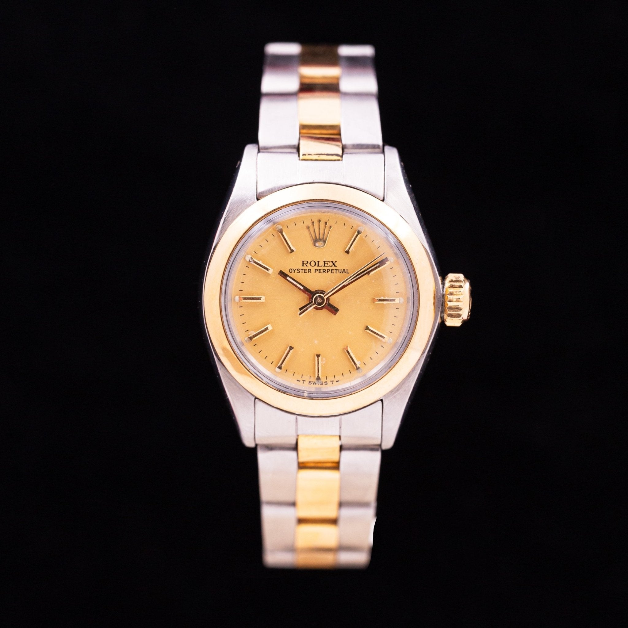 ROLEX OYSTER PERPETUAL LADY BICOLORE OR ET ACIER - montre vintage - Contre - Temps Paris