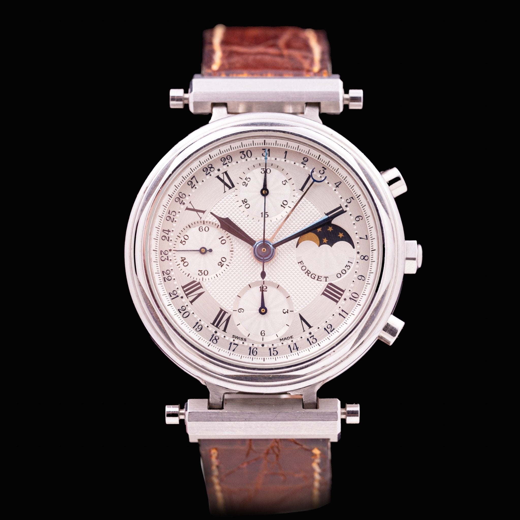 FORGET CHRONOGRAPHE DATE ET PHASES DE LUNE - montre vintage - Contre - Temps Paris