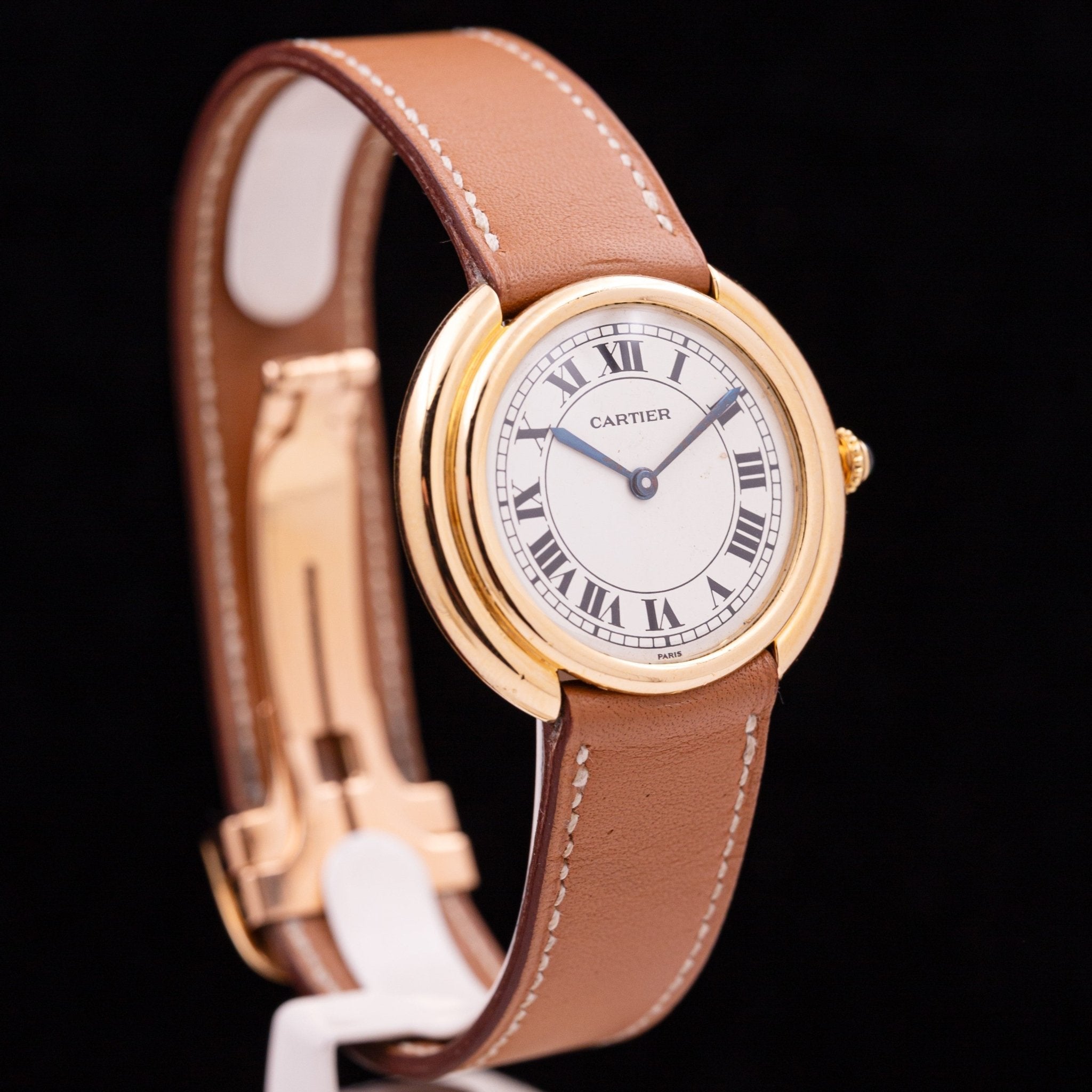 CARTIER ELLIPSE RONDE AUTOMATIQUE OR HOMME - montre vintage - Contre - Temps Paris