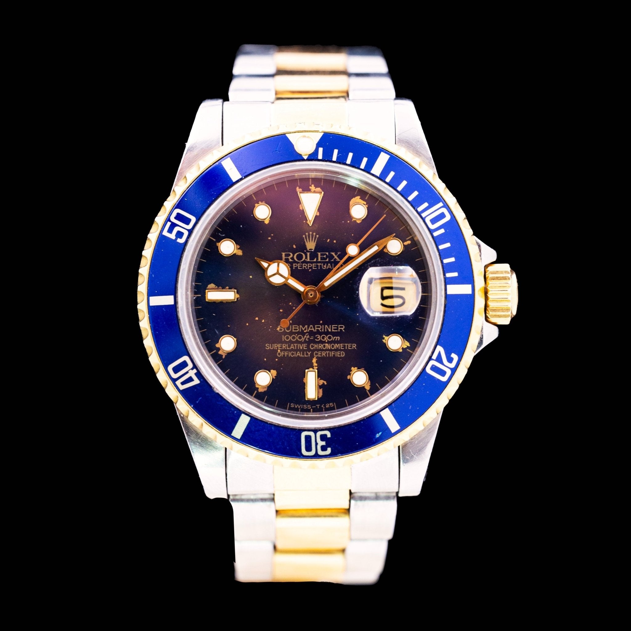 ROLEX SUBMARINER DATE OR ET ACIER BLEUE REF 16613 - montre vintage - Contre - Temps Paris