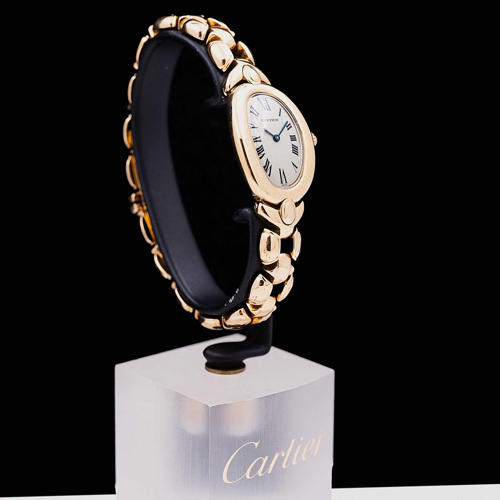 CARTIER BAIGNOIRE SIMPLE GODRON ET BRACELET ARTICULE OR - montre vintage - Contre - Temps Paris