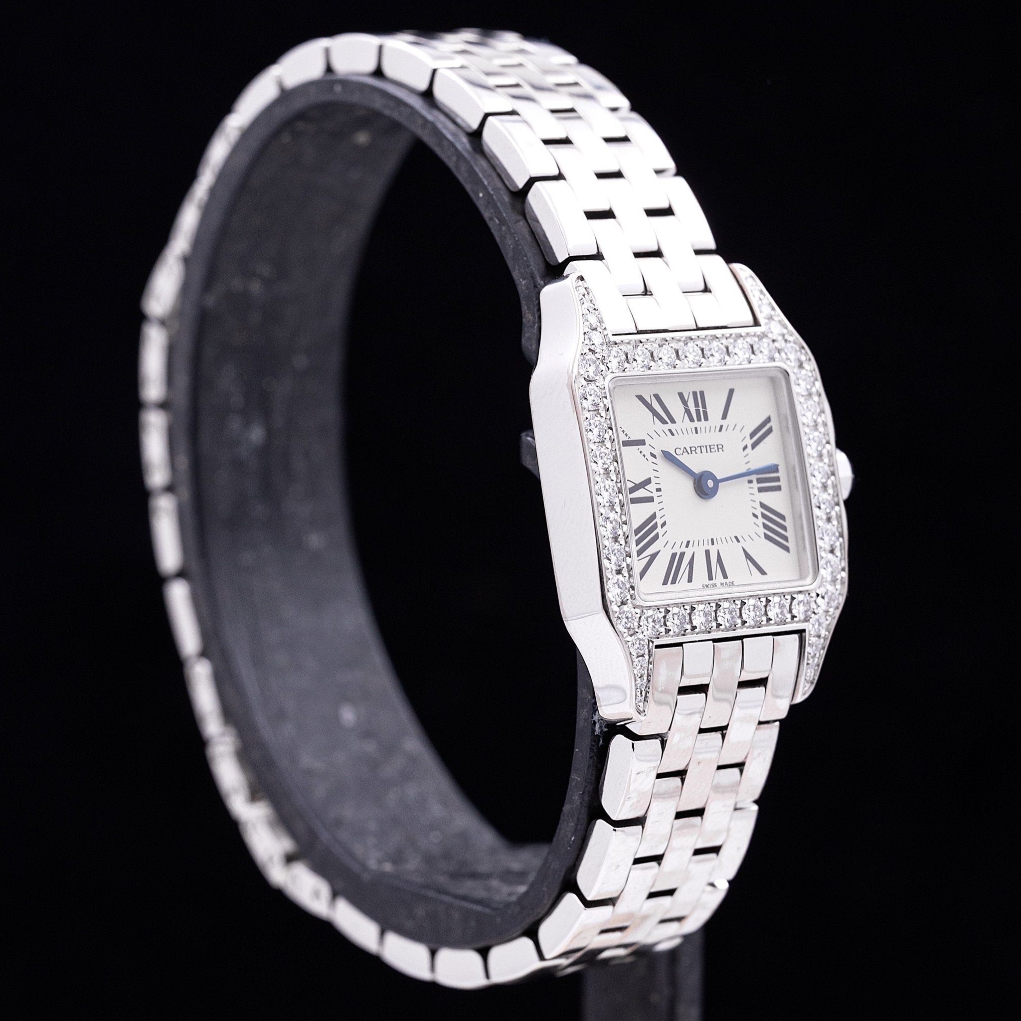 CARTIER SANTOS DEMOISELLE OR BLANC ET DIAMANTS - montre vintage - Contre - Temps Paris