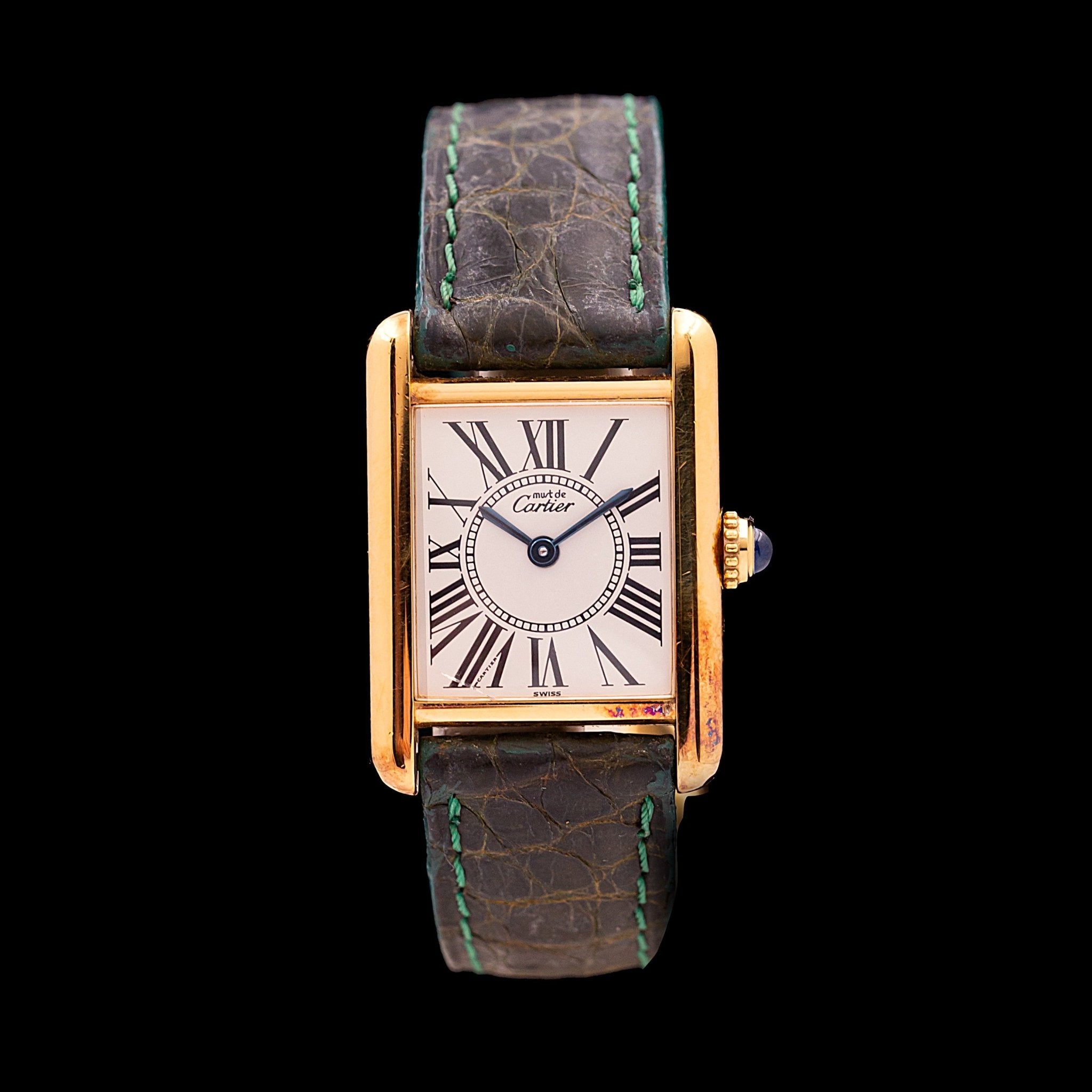 CARTIER TANK MUST LADY CHIFFRES ROMAINS AGRANDIS - montre vintage - Contre - Temps Paris