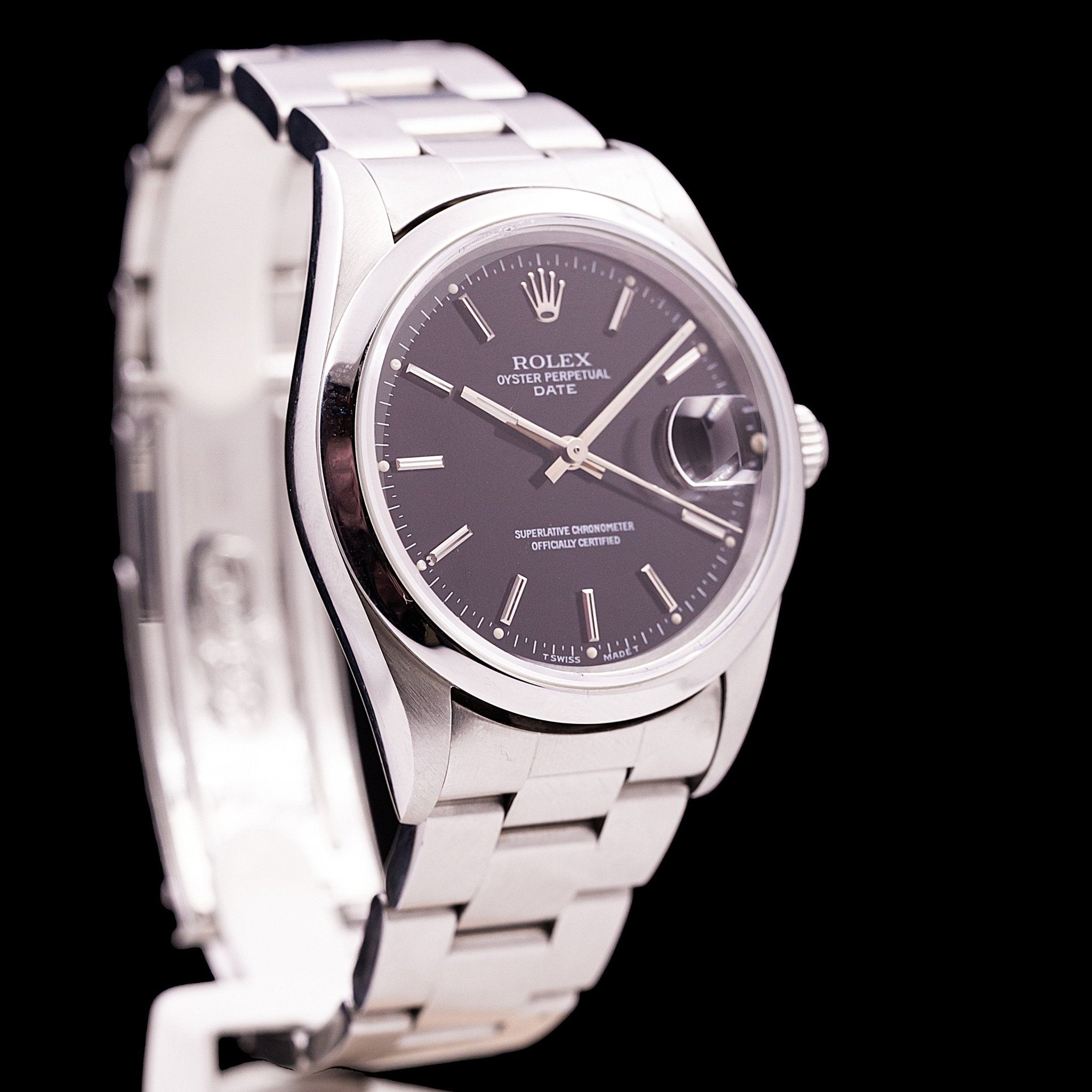 ROLEX OYSTER DATE NOIR SAPHIR - montre vintage - Contre - Temps Paris