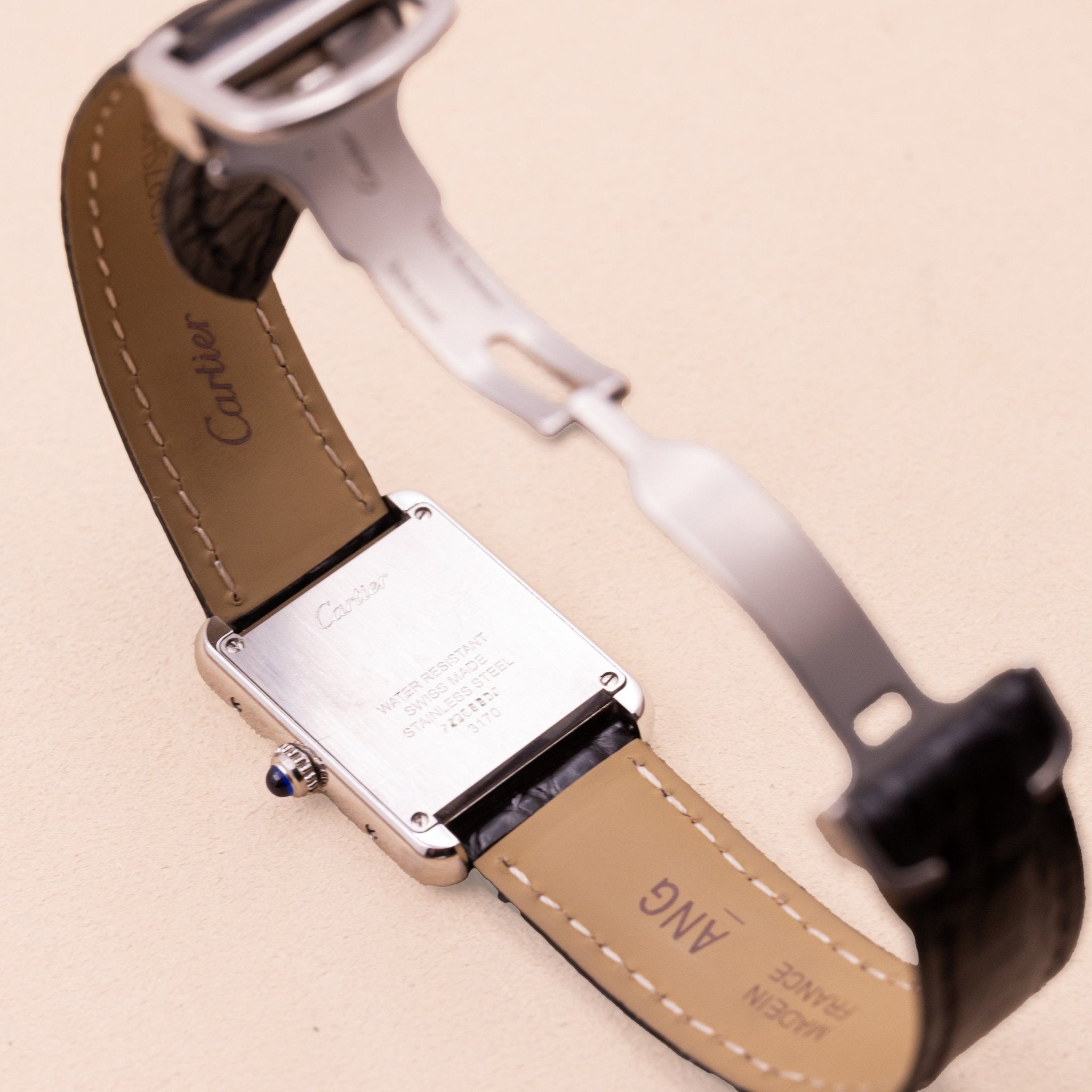 CARTIER TANK SOLO HOMME ACIER - montre vintage - Contre - Temps Paris