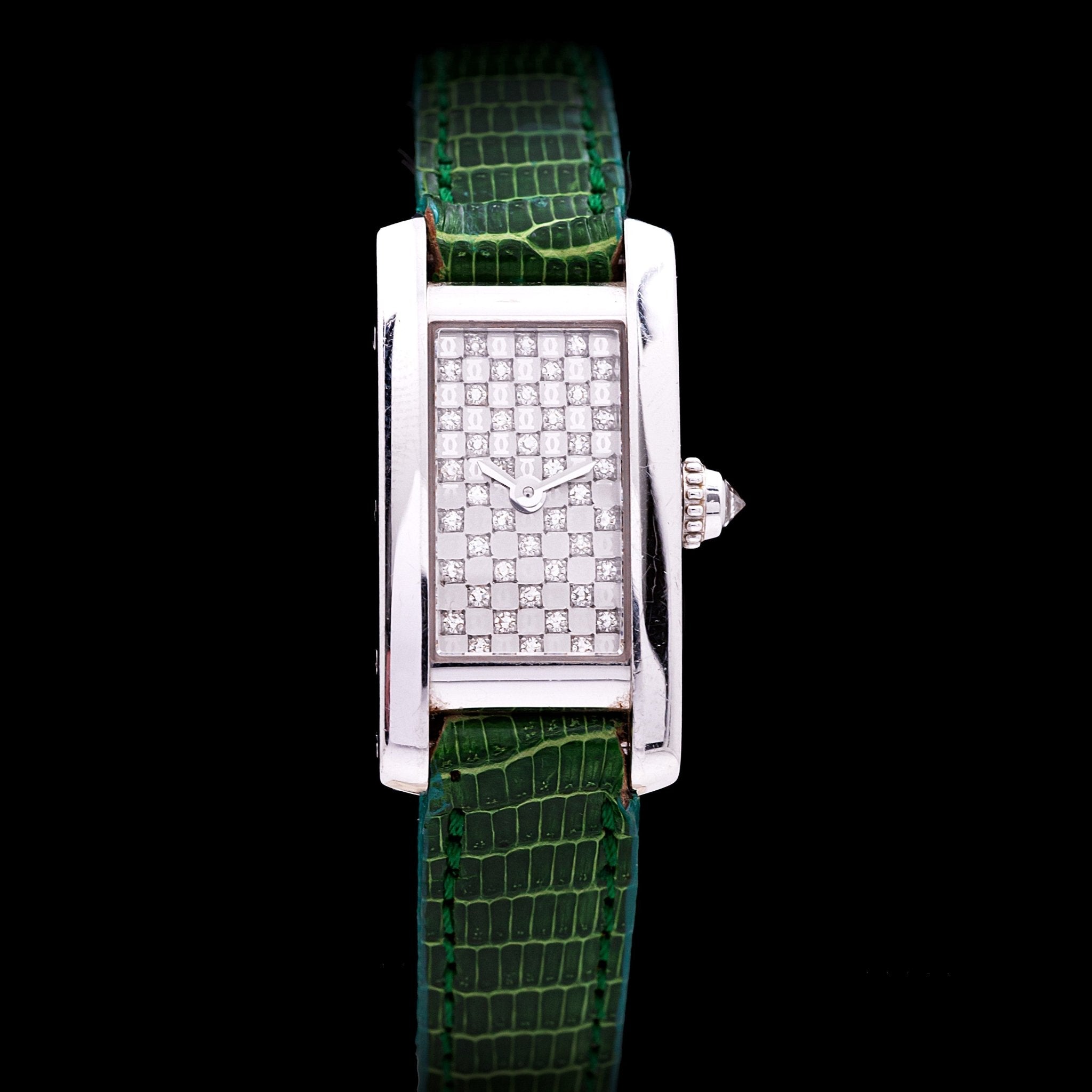 CARTIER TANK AMERICAINE MINI OR BLANC ET DIAMANTS - montre vintage - Contre - Temps Paris