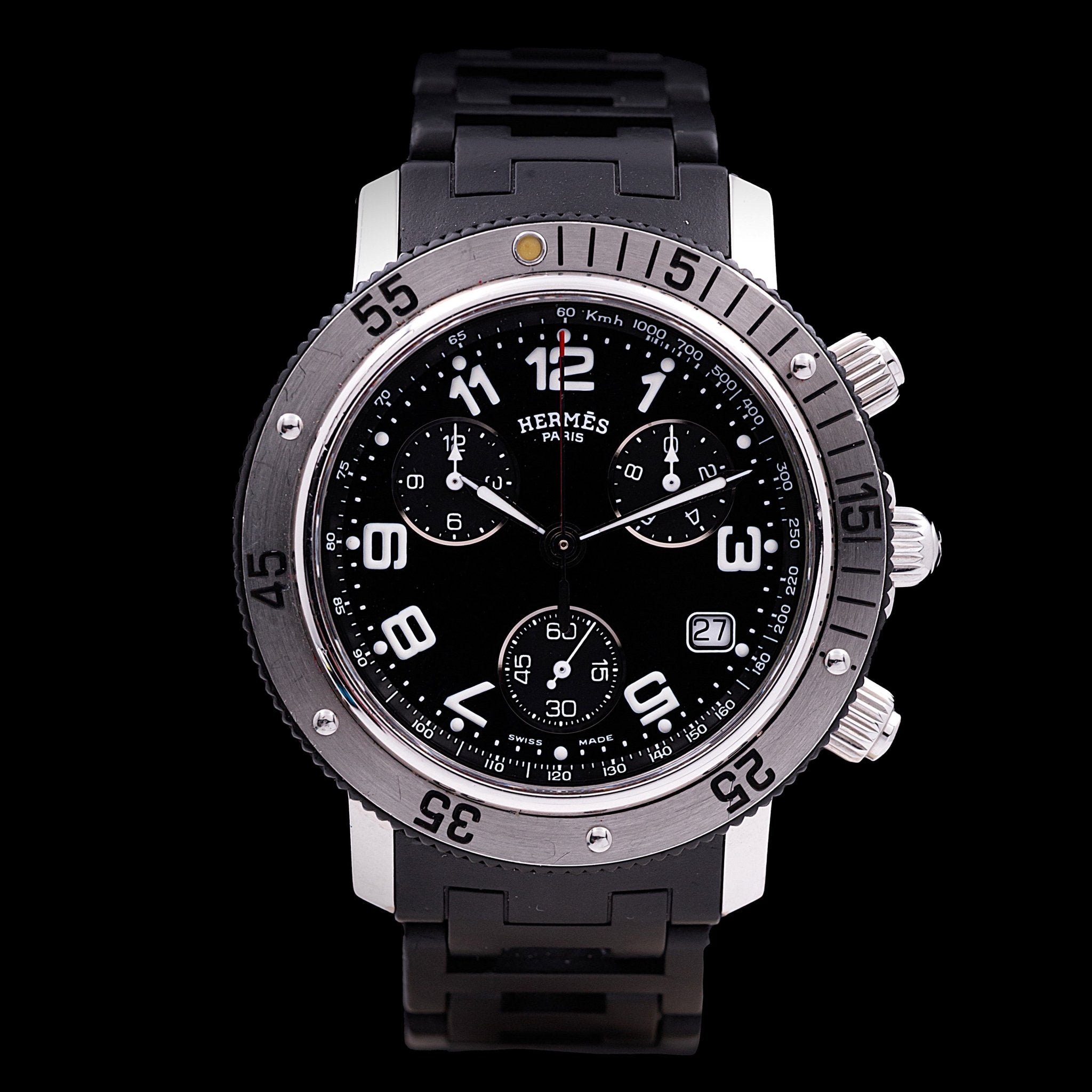 HERMES CHRONOGRAPHE CLIPPER HOMME - montre vintage - Contre - Temps Paris