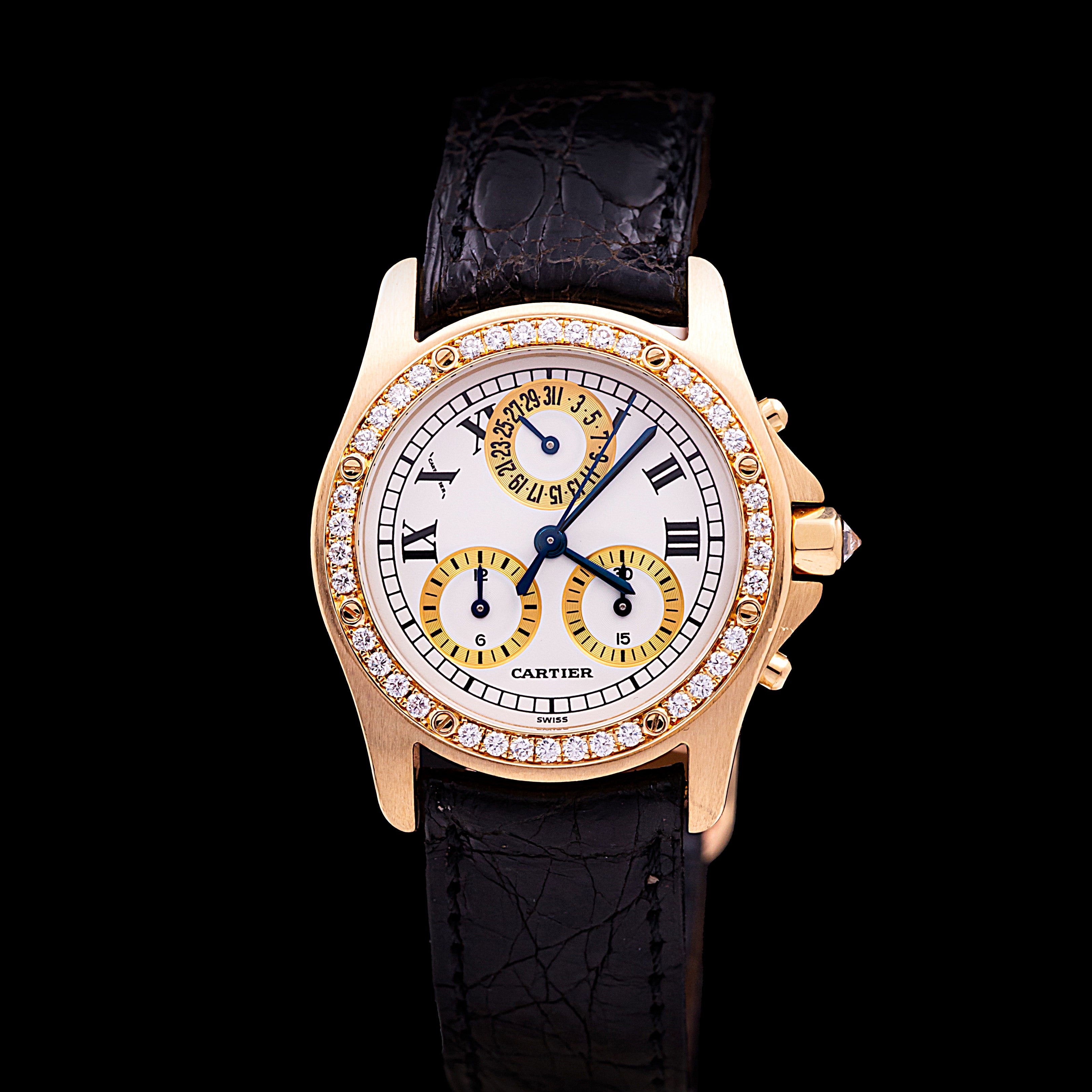 CARTIER CHRONOGRAPHE SANTOS LADY OR ET DIAMANTS