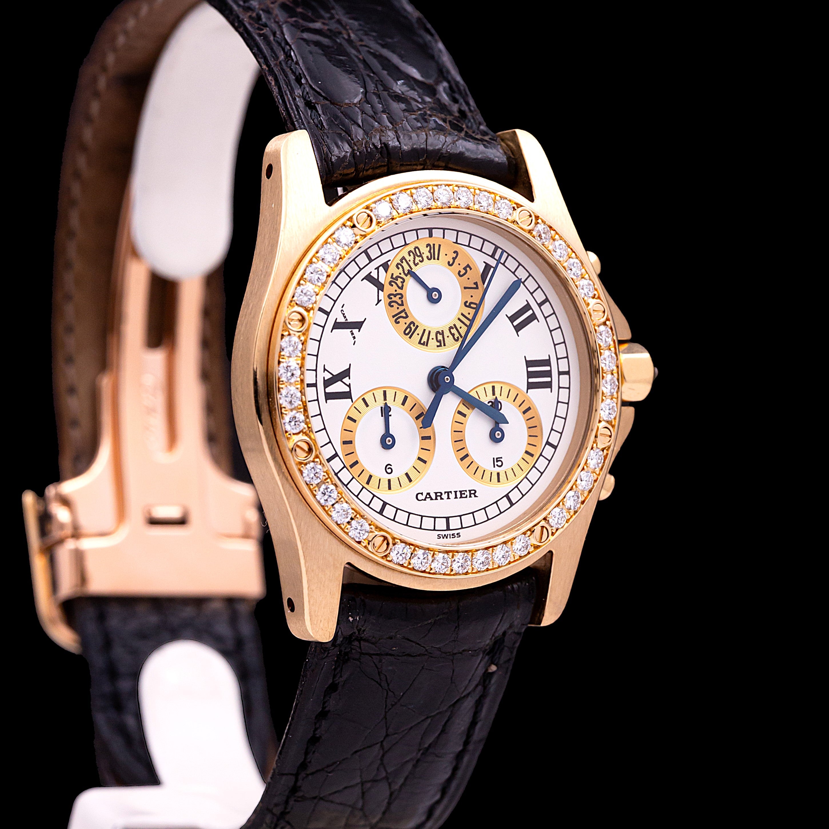 CARTIER CHRONOGRAPHE SANTOS LADY OR ET DIAMANTS