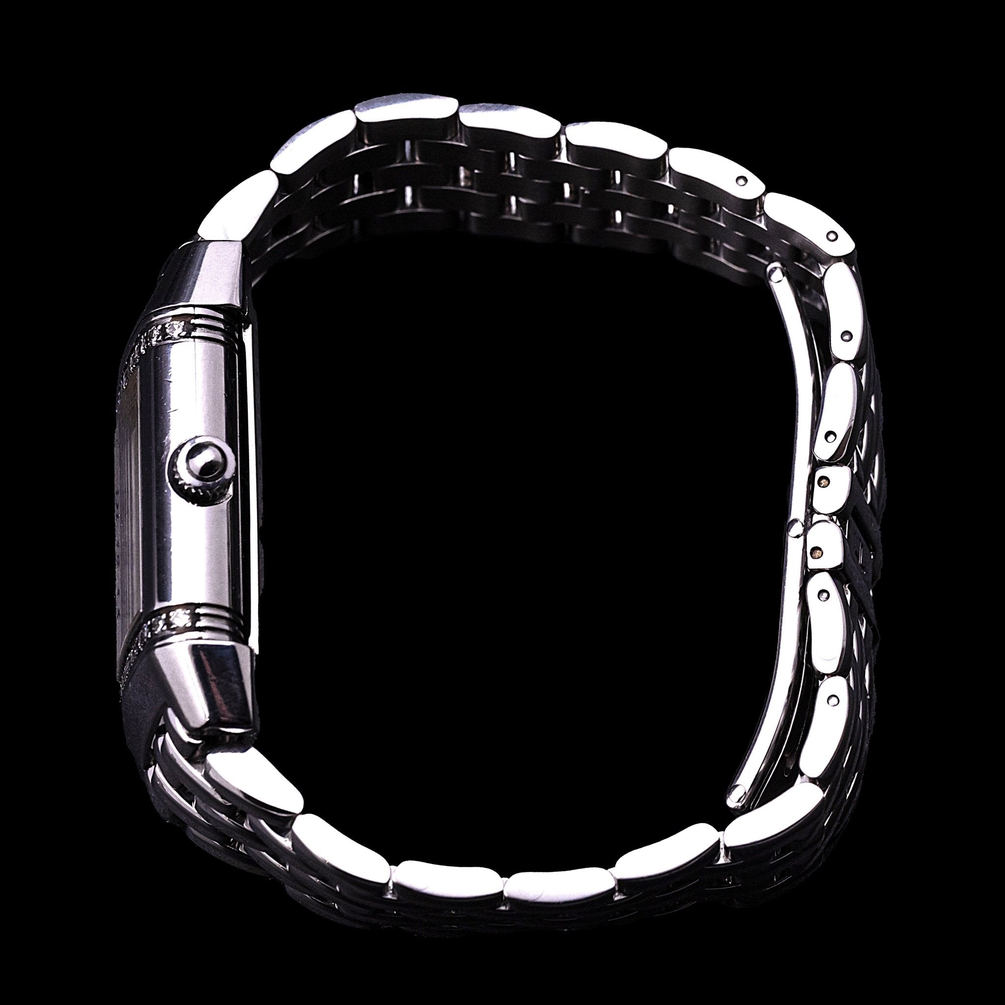 JAEGER - LECOULTRE REVERSO LADY ACIER ET DIAMANTS - montre vintage - Contre - Temps Paris