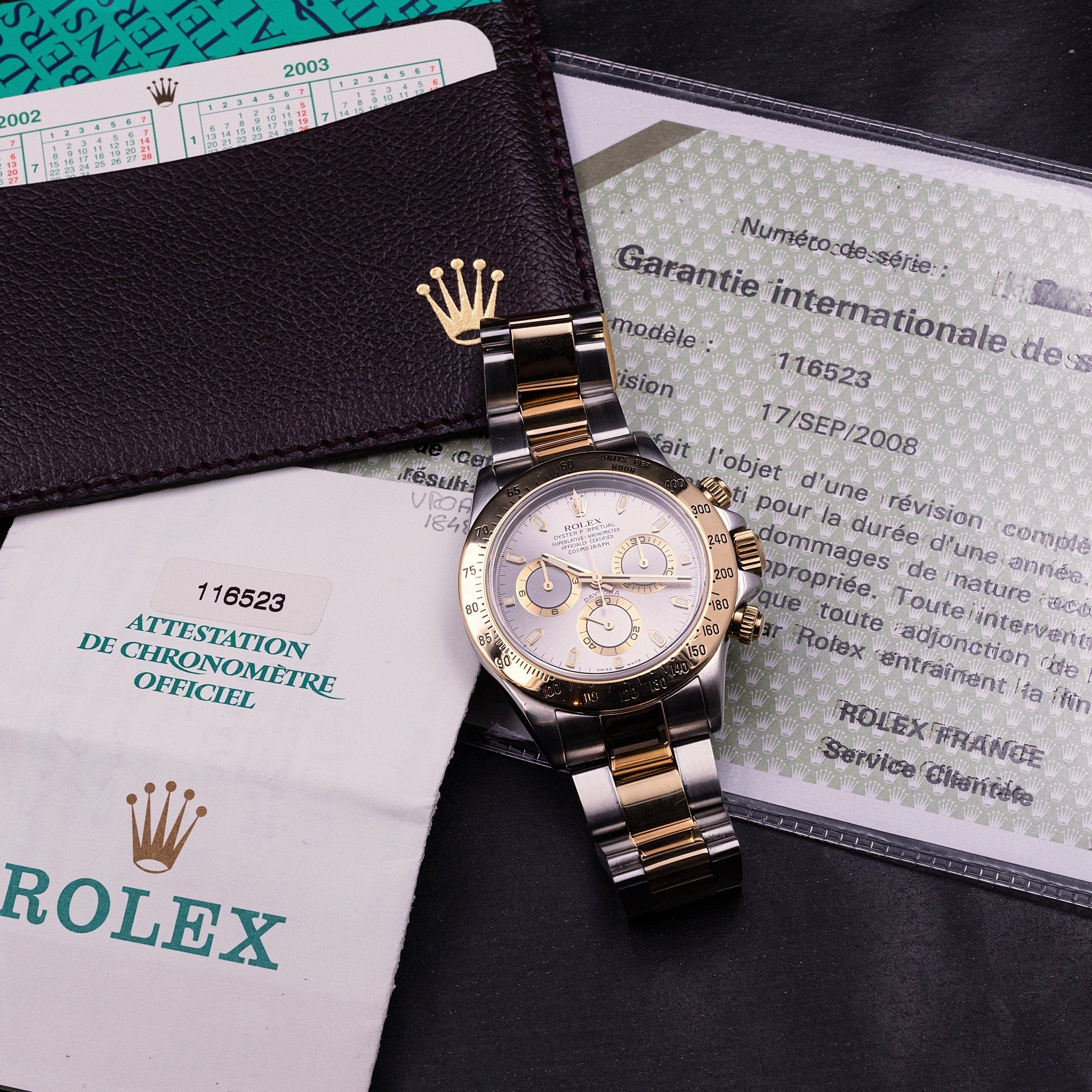 ROLEX COSMOGRAPH DAYTONA BICOLOR OR ET ACIER 116523 - montre vintage - Contre - Temps Paris