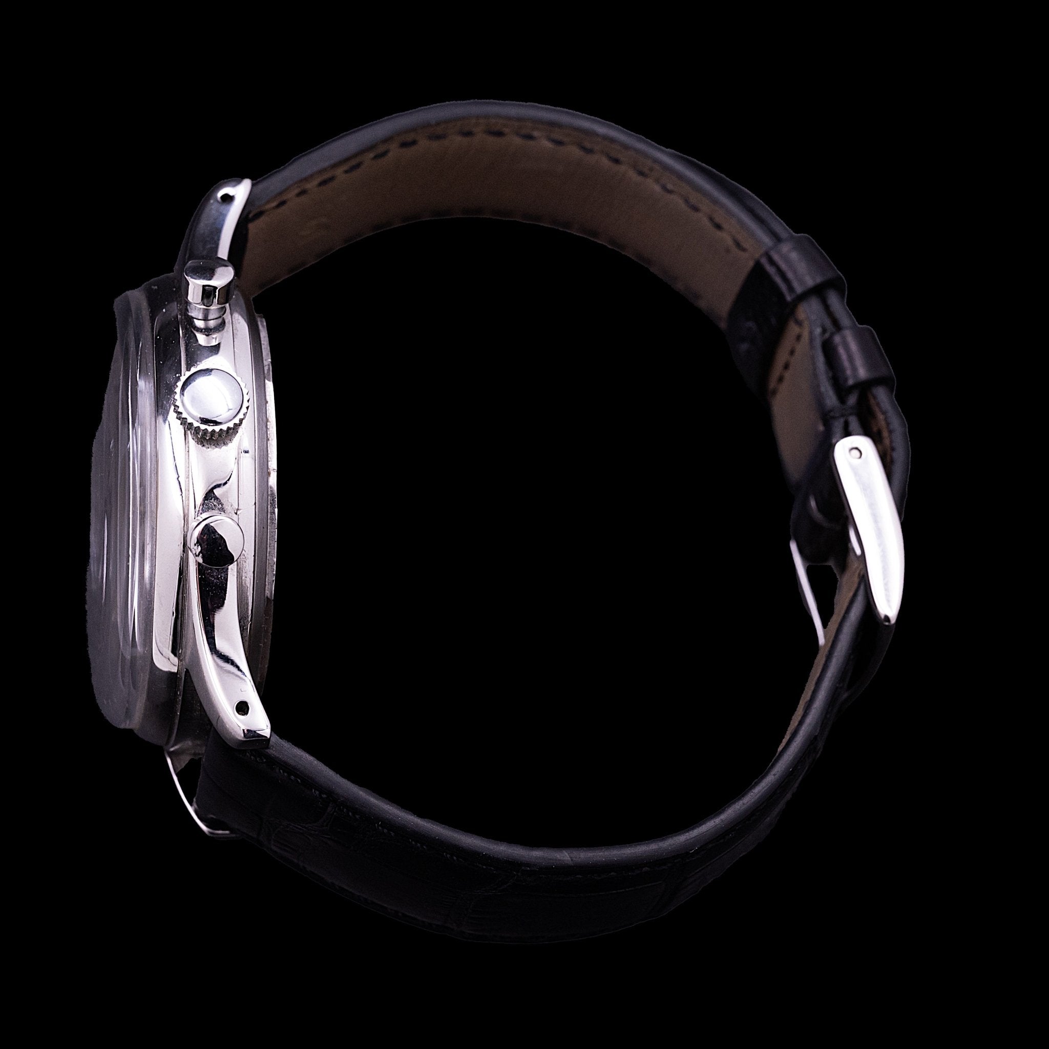 JAEGER - LECOULTRE CHRONOGRAPHE "JAEGER" 3 COMPTEURS ACIER - montre vintage - Contre - Temps Paris