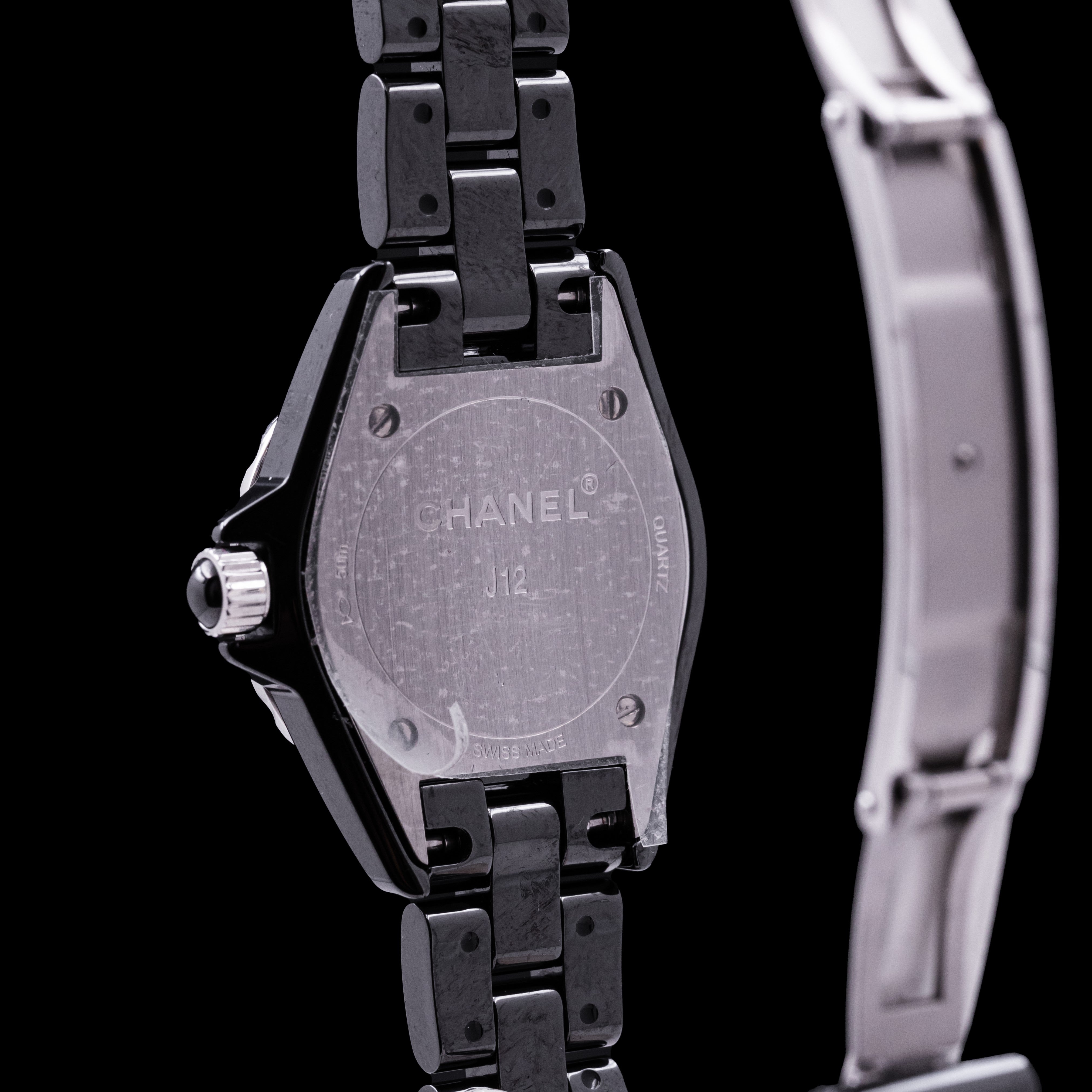 CHANEL J 12 BLACK LADIES' DIAMOND BEZEL