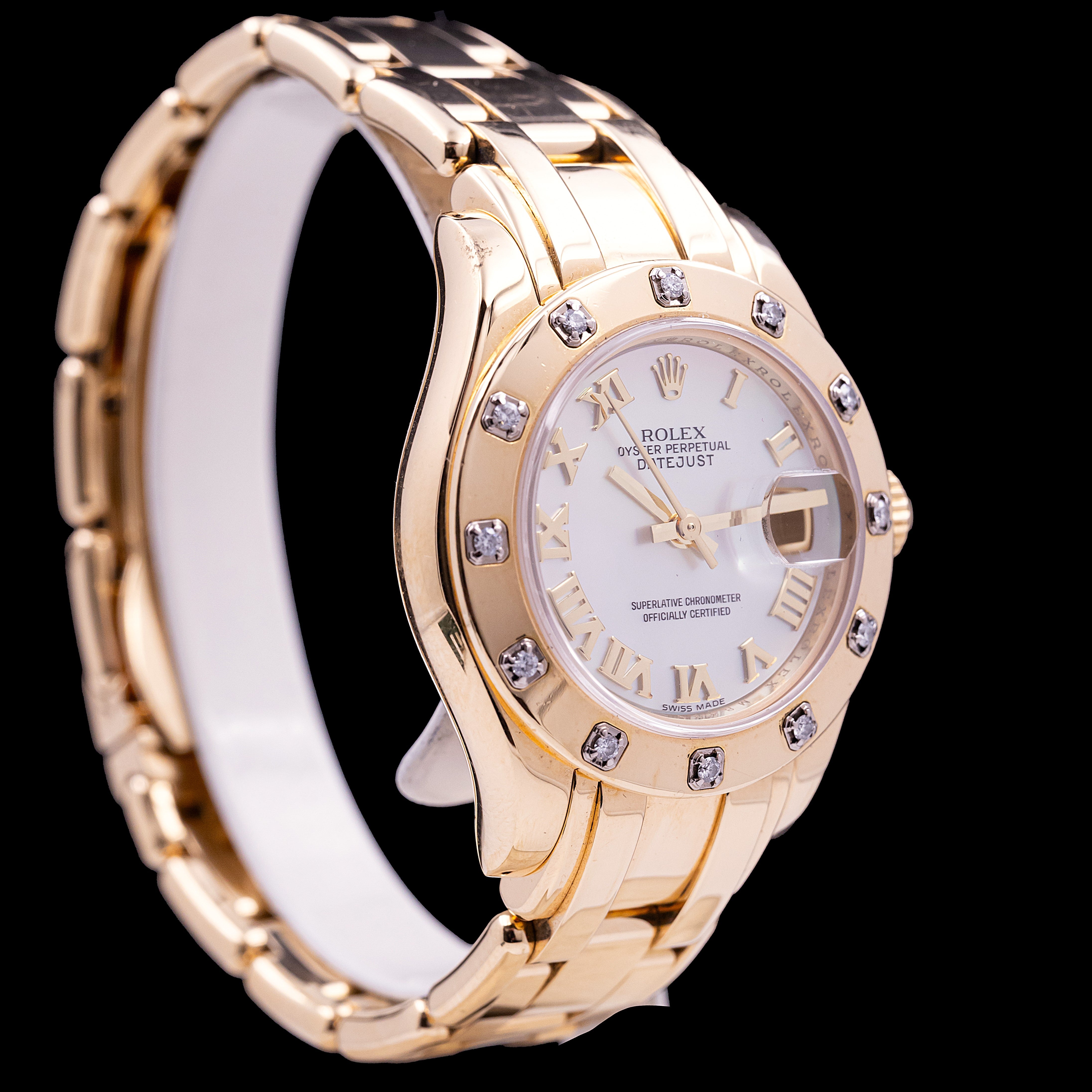 ROLEX DATEJUST PEARLMASTER GOLD AND DIAMONDS LADY FULL SET