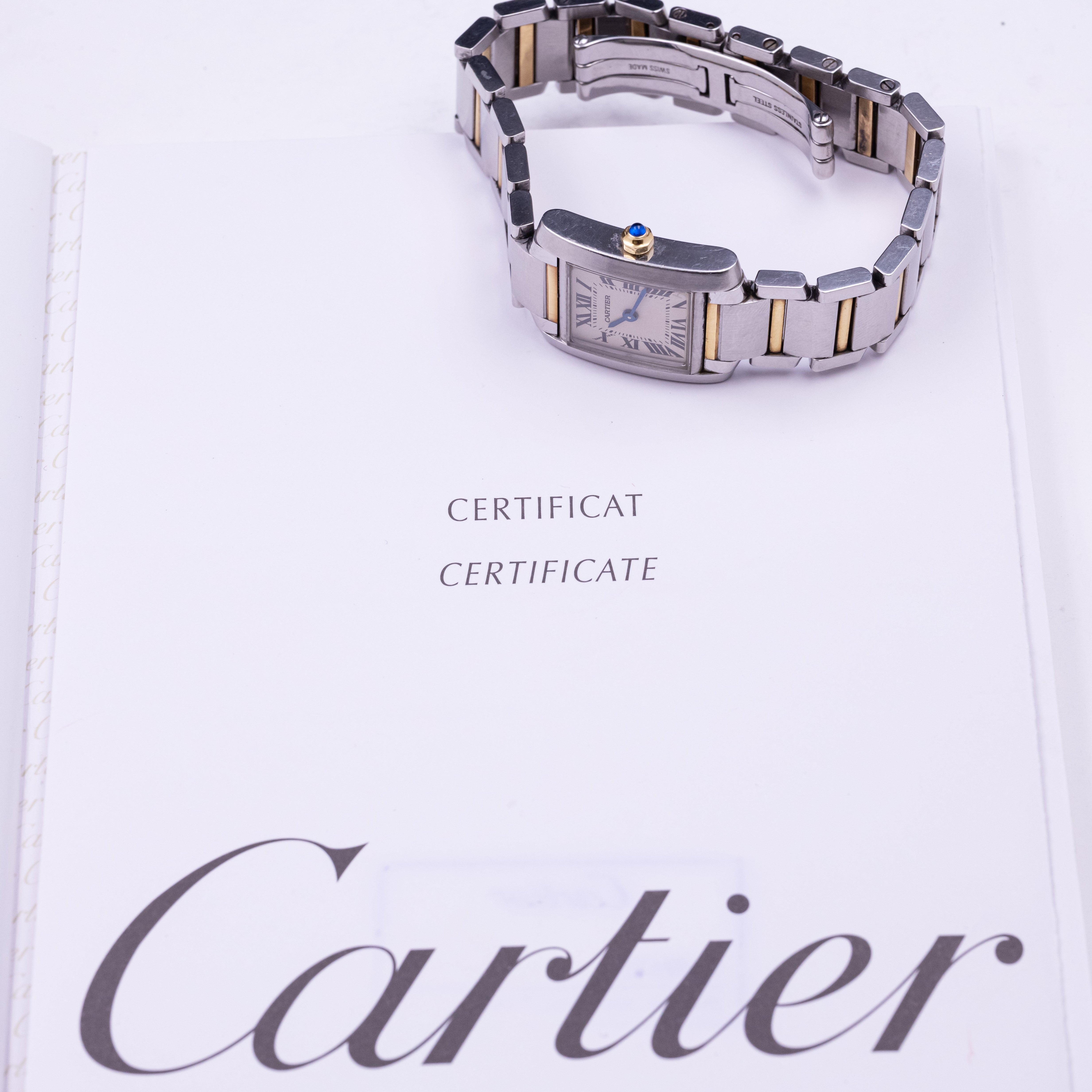CARTIER TANK FRANCAISE BI-COLORE OR ET ACIER FULL SET