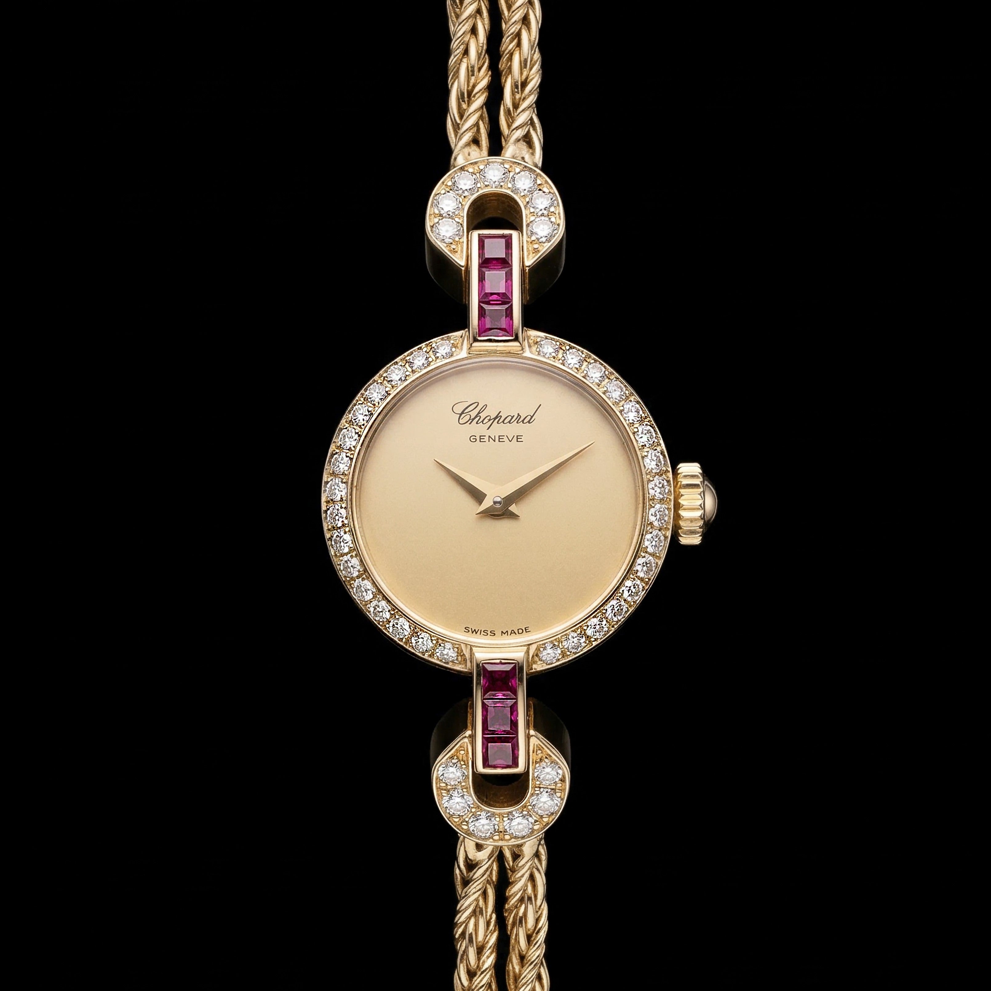 CHOPARD MONTRE HAUTE-JOAILLERIE LADY VINTAGE OR RUBIS ET DIAMANTS