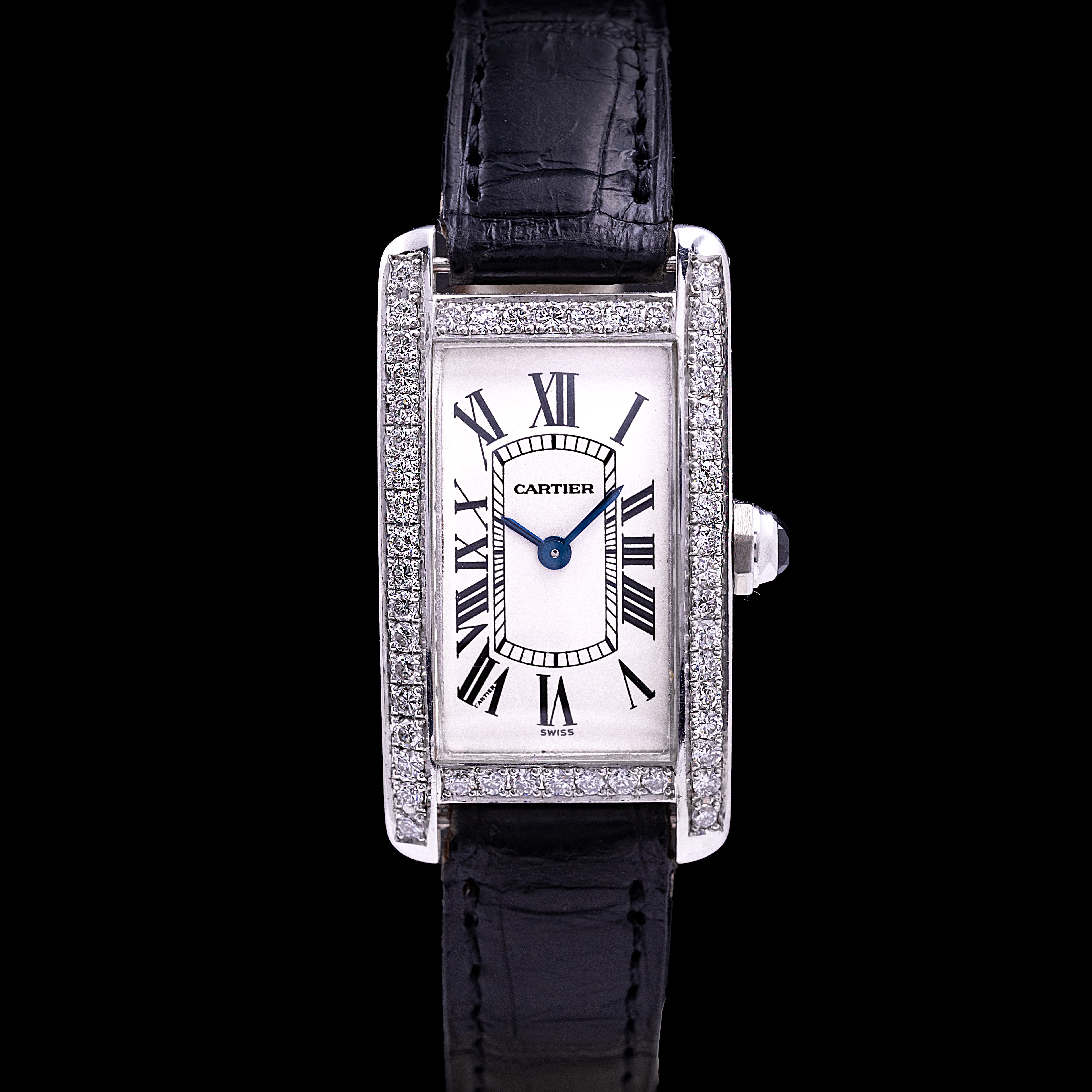 CARTIER TANK AMERICAINE OR BLANC ET DIAMANT LADY