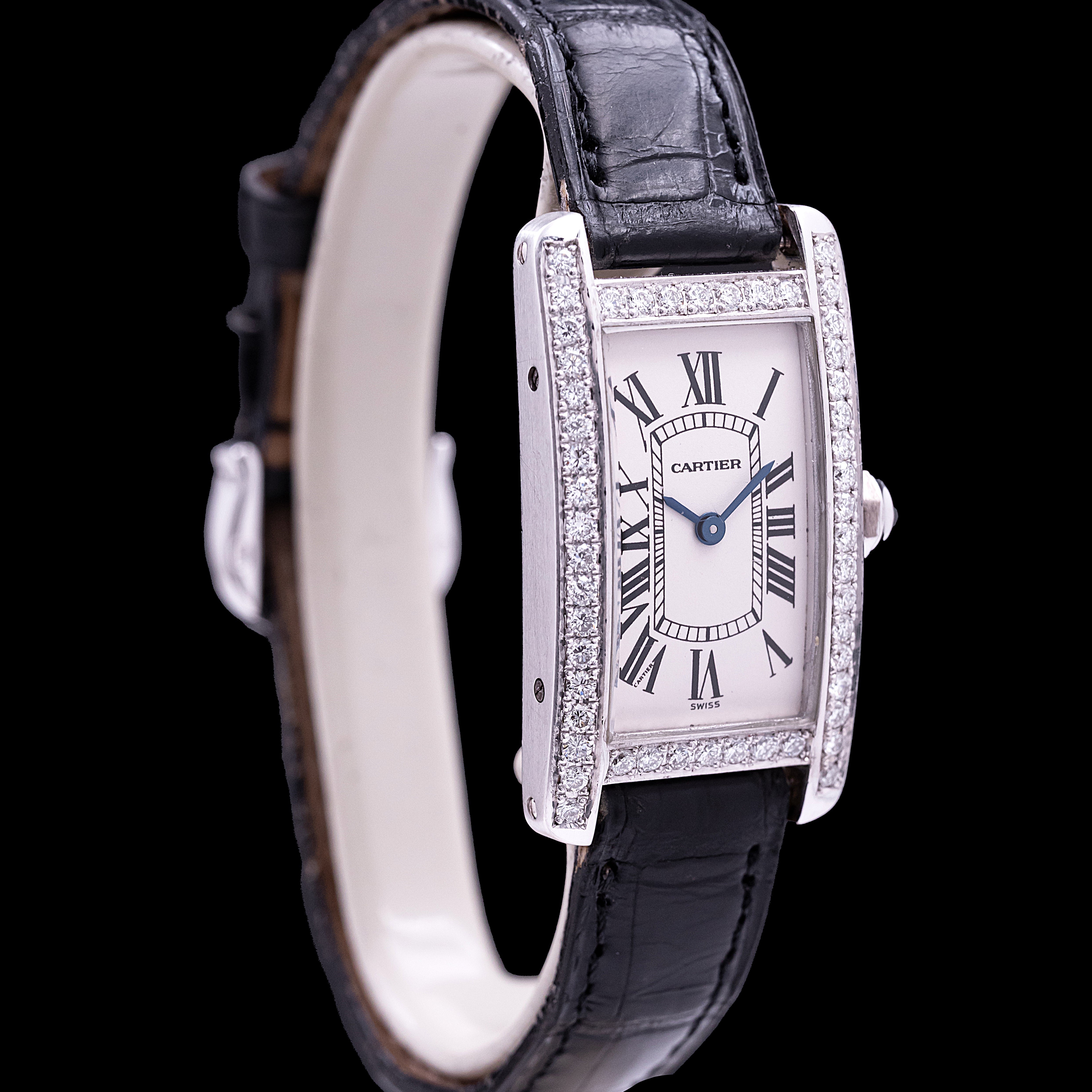 CARTIER TANK AMERICAINE OR BLANC ET DIAMANT LADY