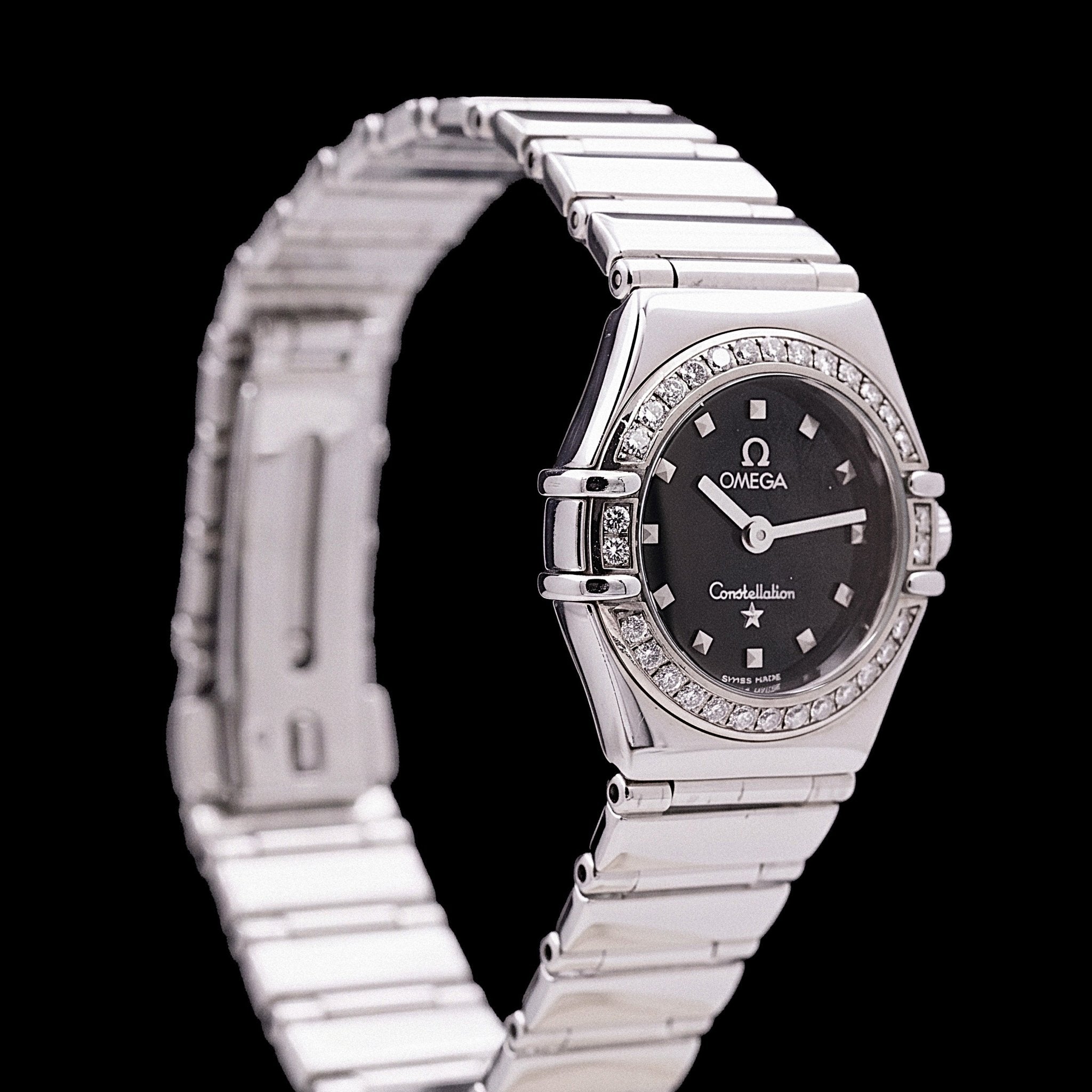 Omega Constellation My Choice Ref. 1465.71.00 — Acier diamants, circa 1998, cadran noir - montre vintage - Contre - Temps Paris
