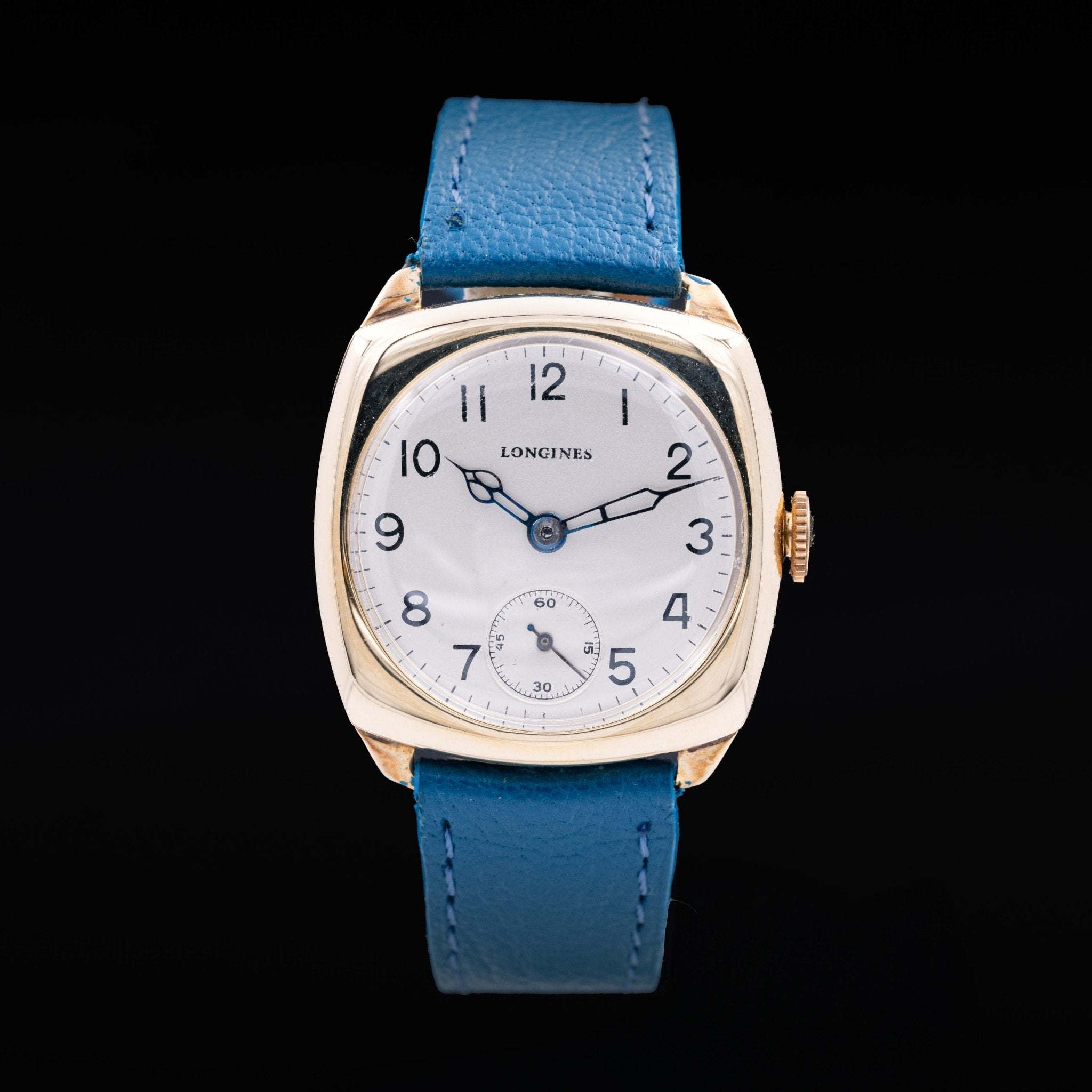 Longines vintage coussin Or 9k, ca.1947 - montre vintage - Contre-Temps Paris