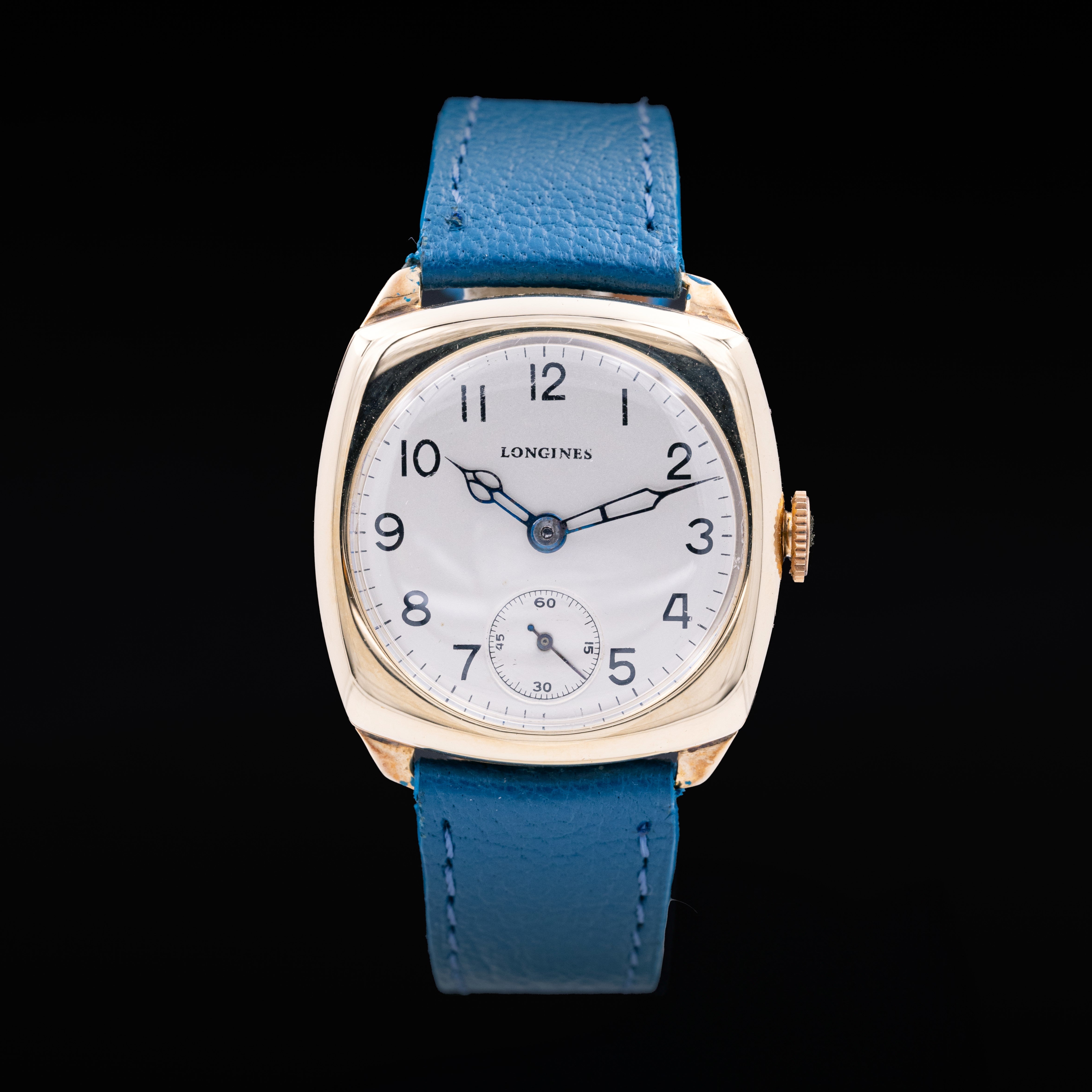 Longines 9ct Yellow Gold, cushion shape, circa 1947