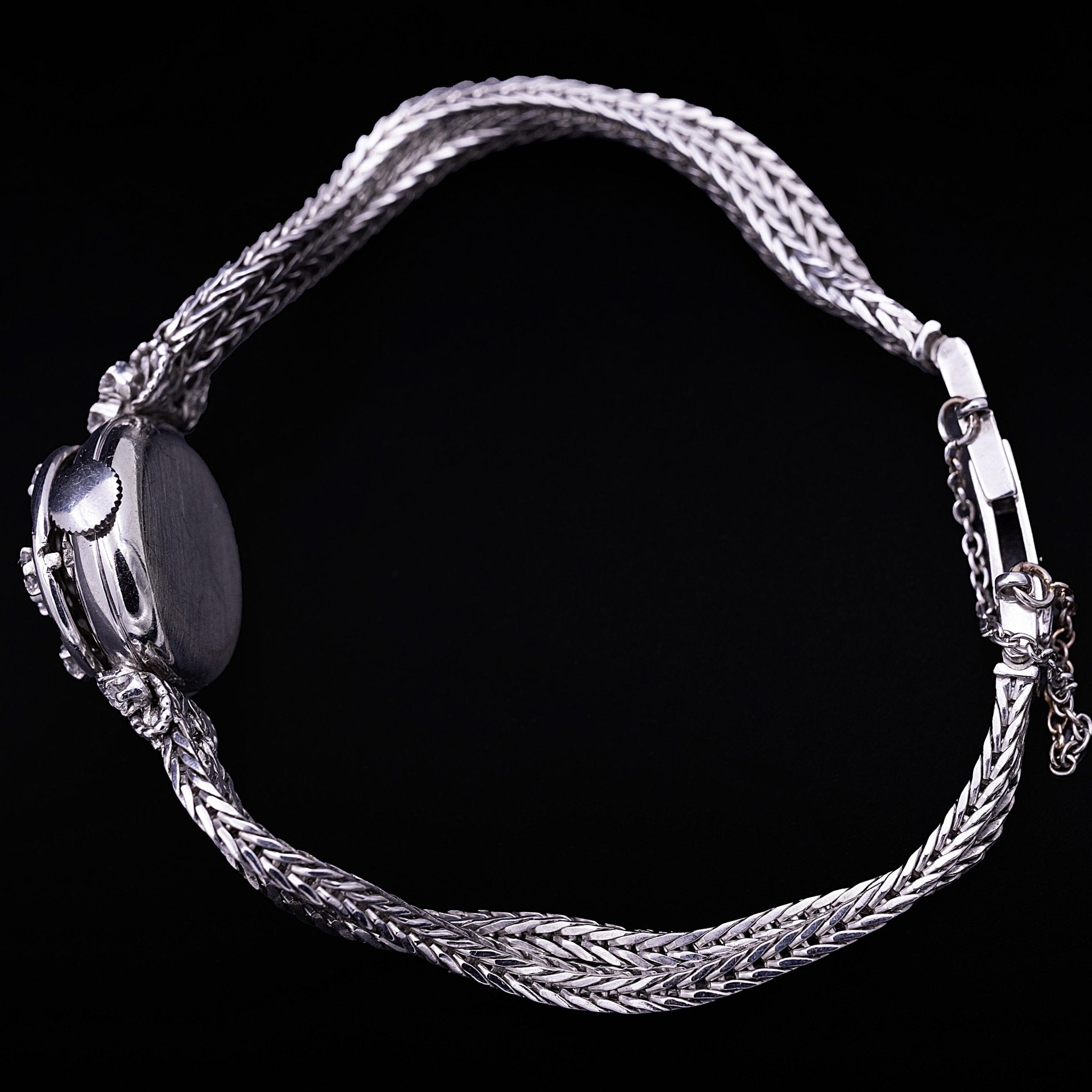 Rolex Precision à capot, Or blanc et diamants, années 50 - montre vintage - Contre-Temps Paris