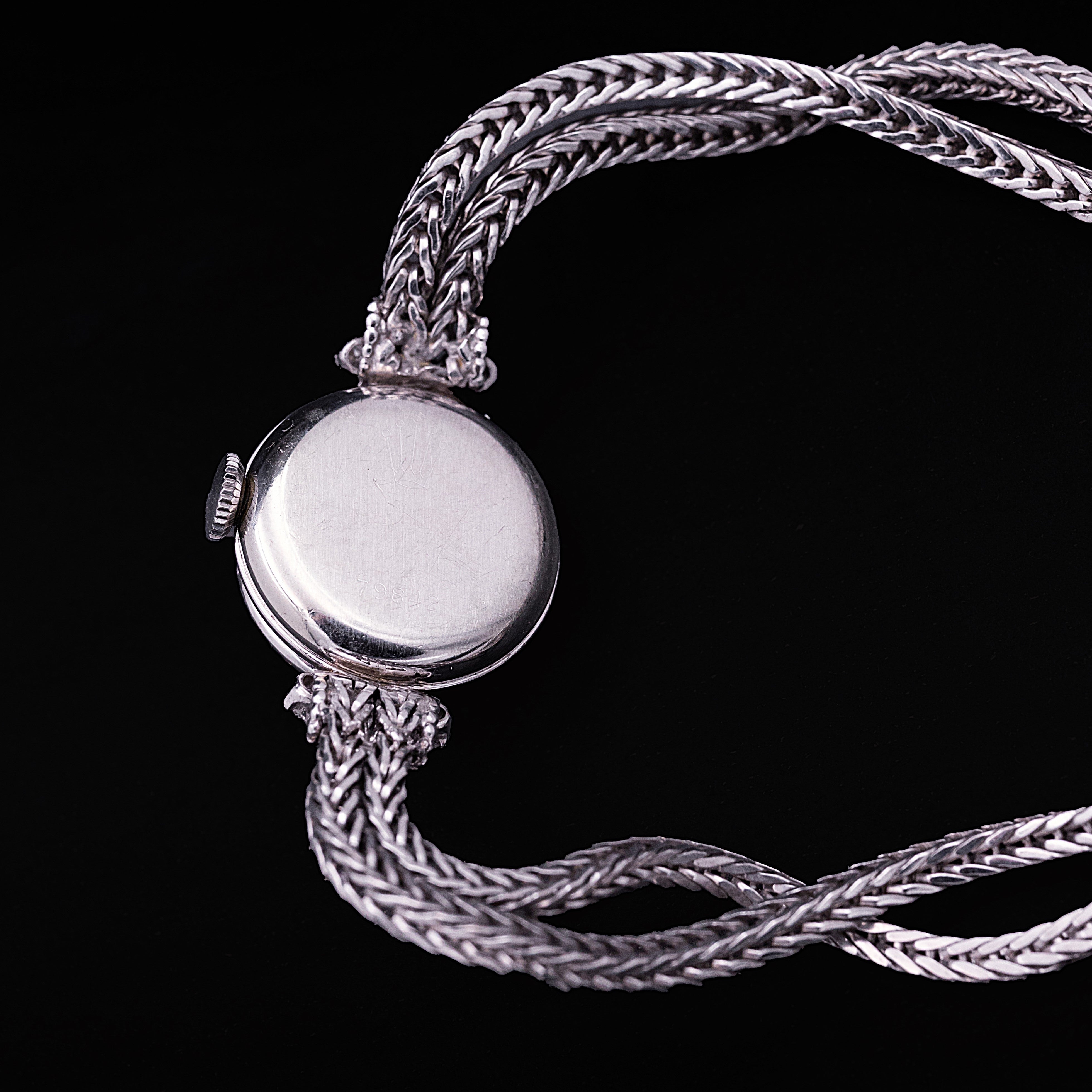 Rolex Precision à capot, Or blanc et diamants, années 50