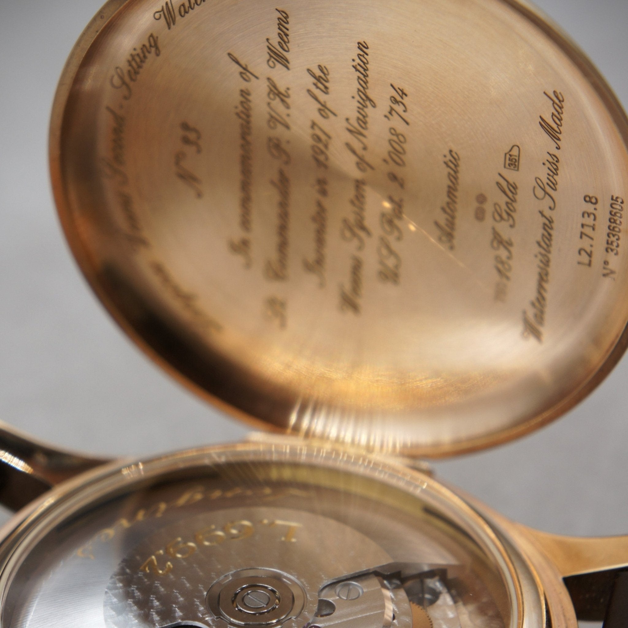 LONGINES WEEMS HERITAGE SECOND - SETTING OR ROSE ET DIAMANTS - montre vintage - Contre - Temps Paris