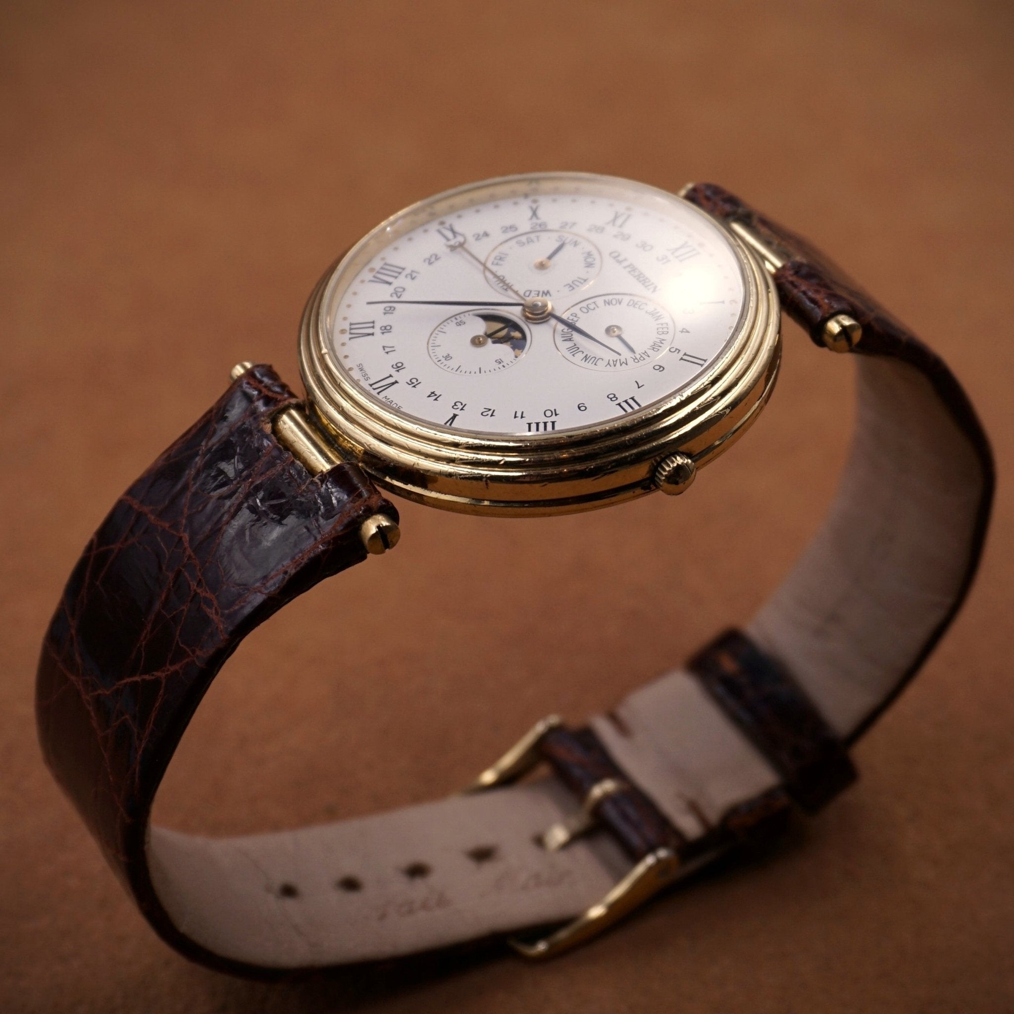 O.J. PERRIN QUANTIEME PHASES DE LUNE - montre vintage - Contre - Temps Paris