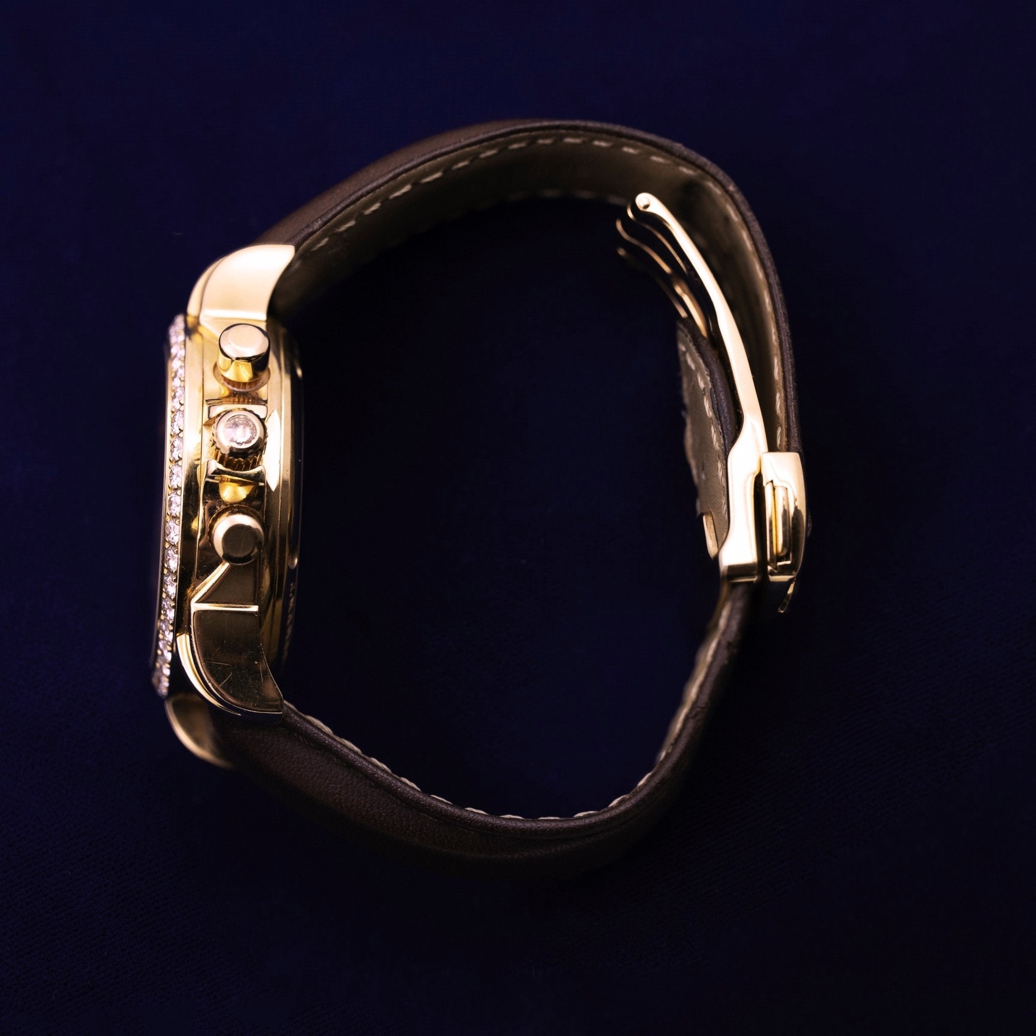 OMEGA DE VILLE CHRONOGRAPHE OR ROSE ET DIAMANTS - montre vintage - Contre - Temps Paris