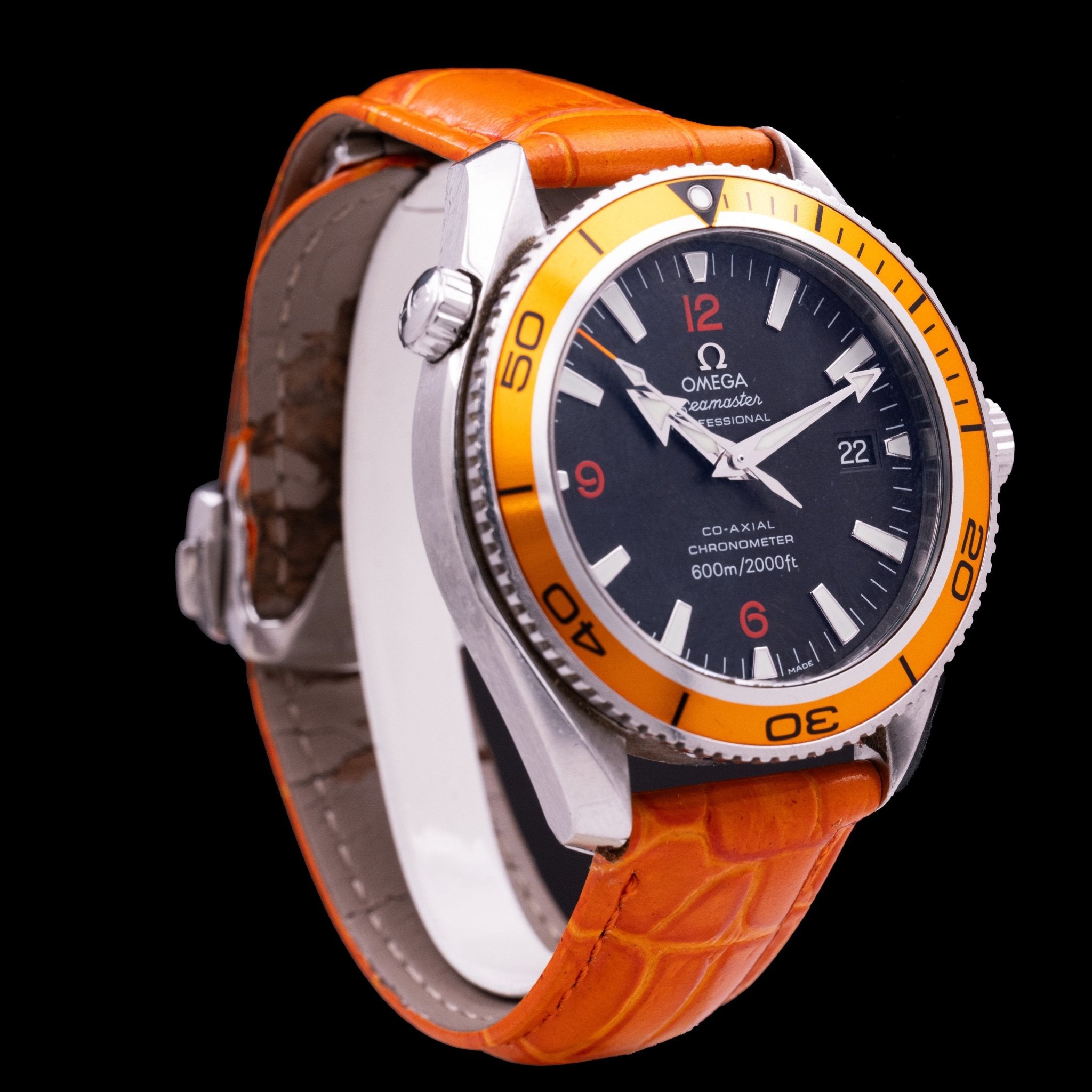 Omega Seamaster Planet Ocean Co - Axial 600 m — Acier, circa 2005, lunette orange - montre vintage - Contre - Temps Paris