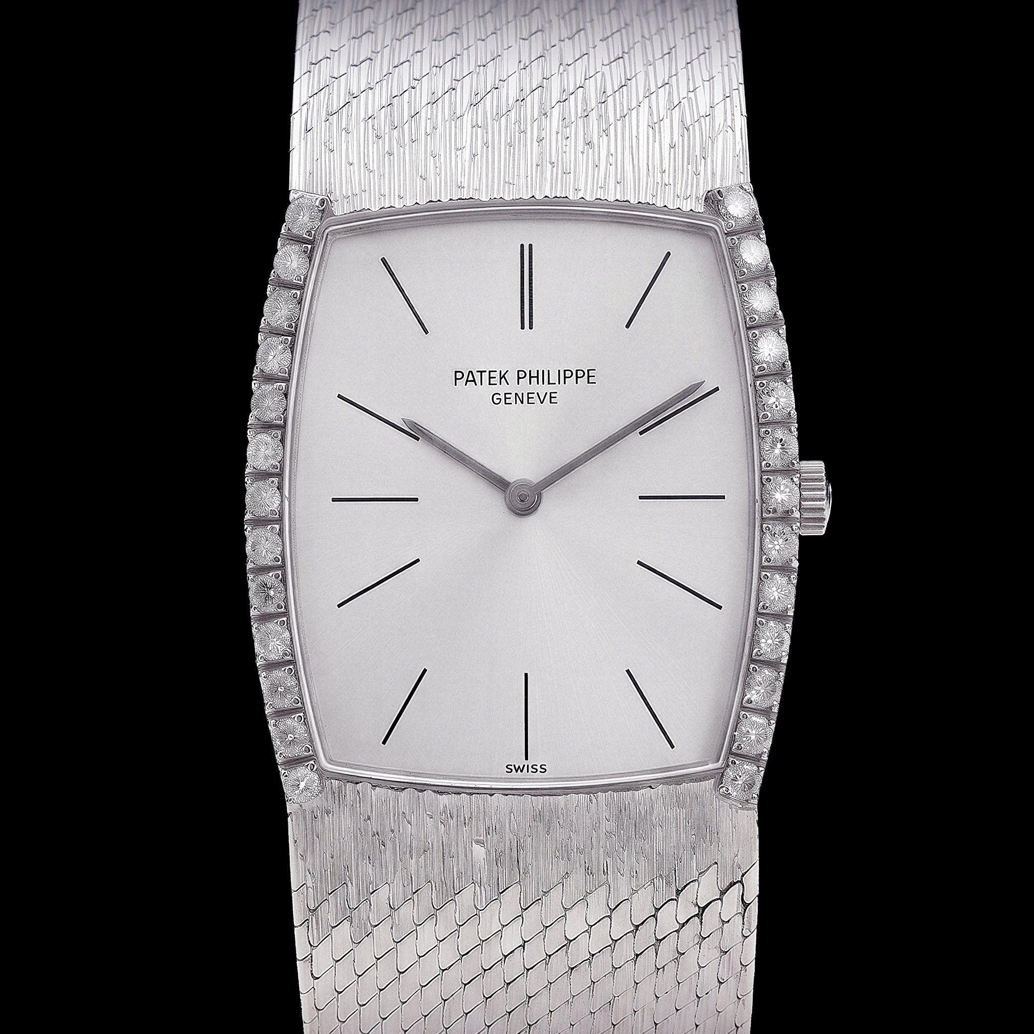 Patek Philippe Ultra Plate Gondolo Gemma Or Blanc Ref. 3528/4, années 70 - montre vintage - Contre - Temps Paris