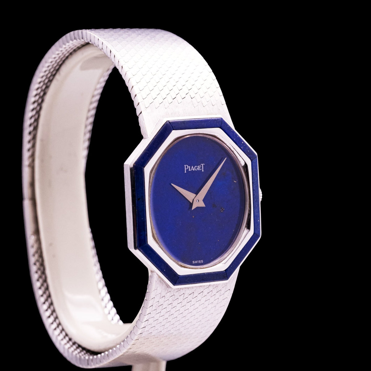 Piaget octagonal white gold Ref. 9341, oval dial and eight-segment bezel in lapis lazuli