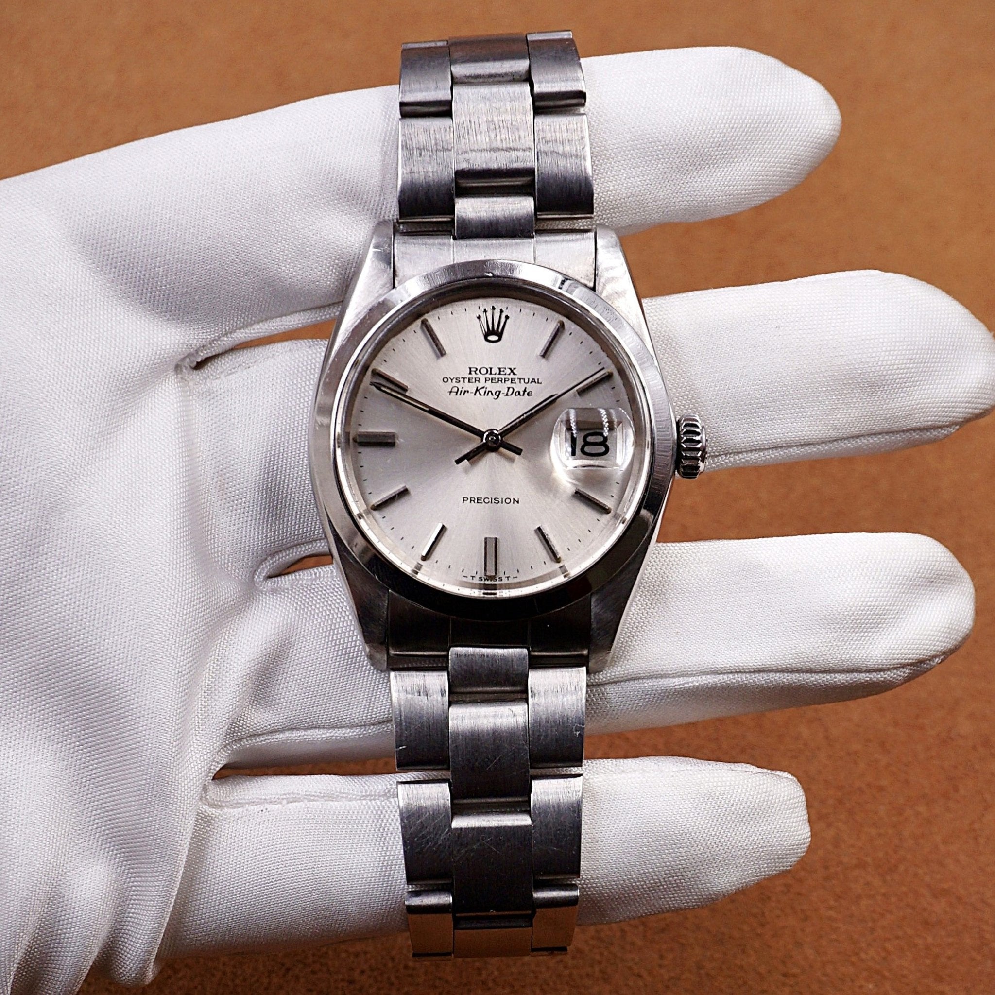 ROLEX AIR KING DATE SILVER - montre vintage - Contre - Temps Paris