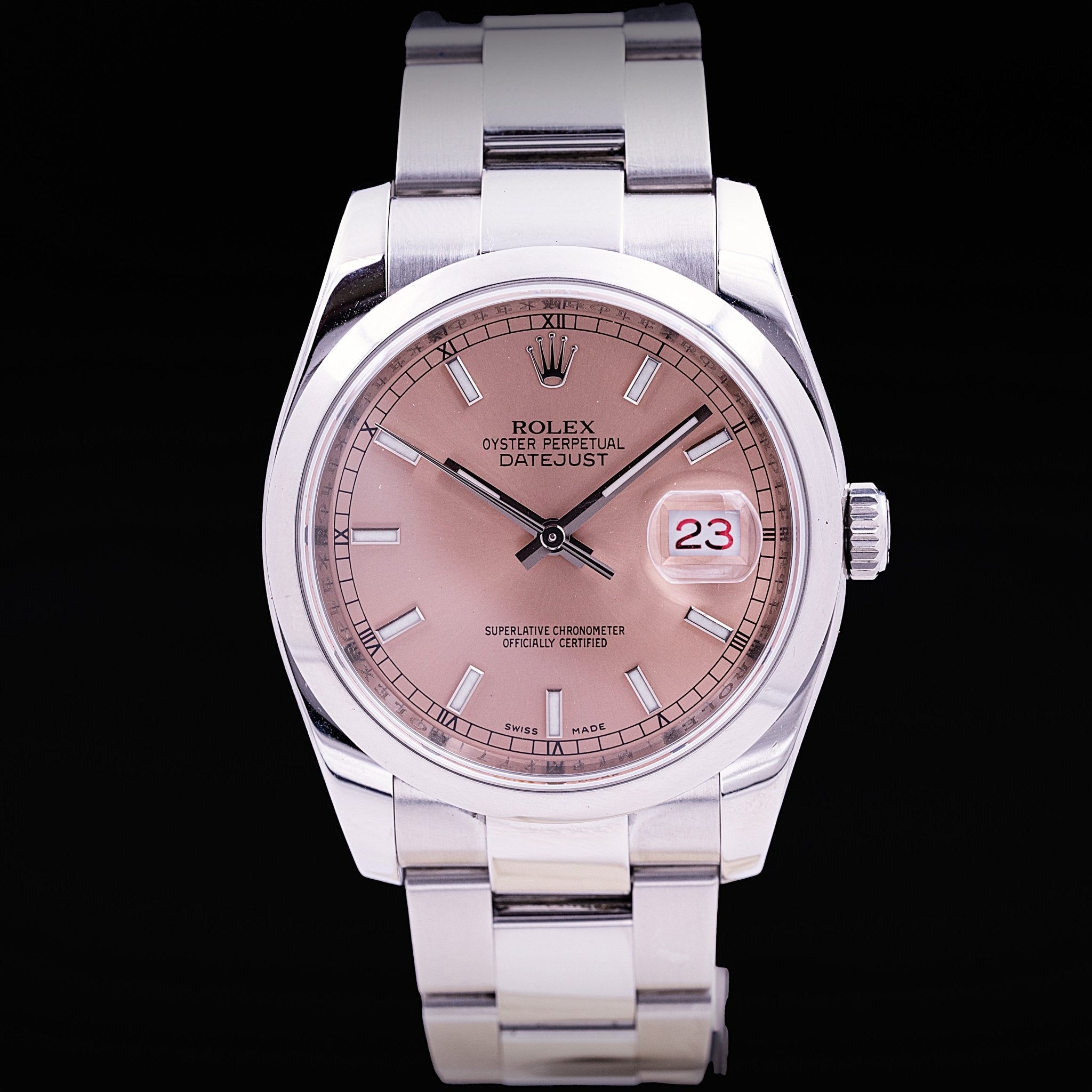 Rolex Datejust acier cadran saumon Ref. 116200, 36 mm, ca.2008 - montre vintage - Contre-Temps Paris