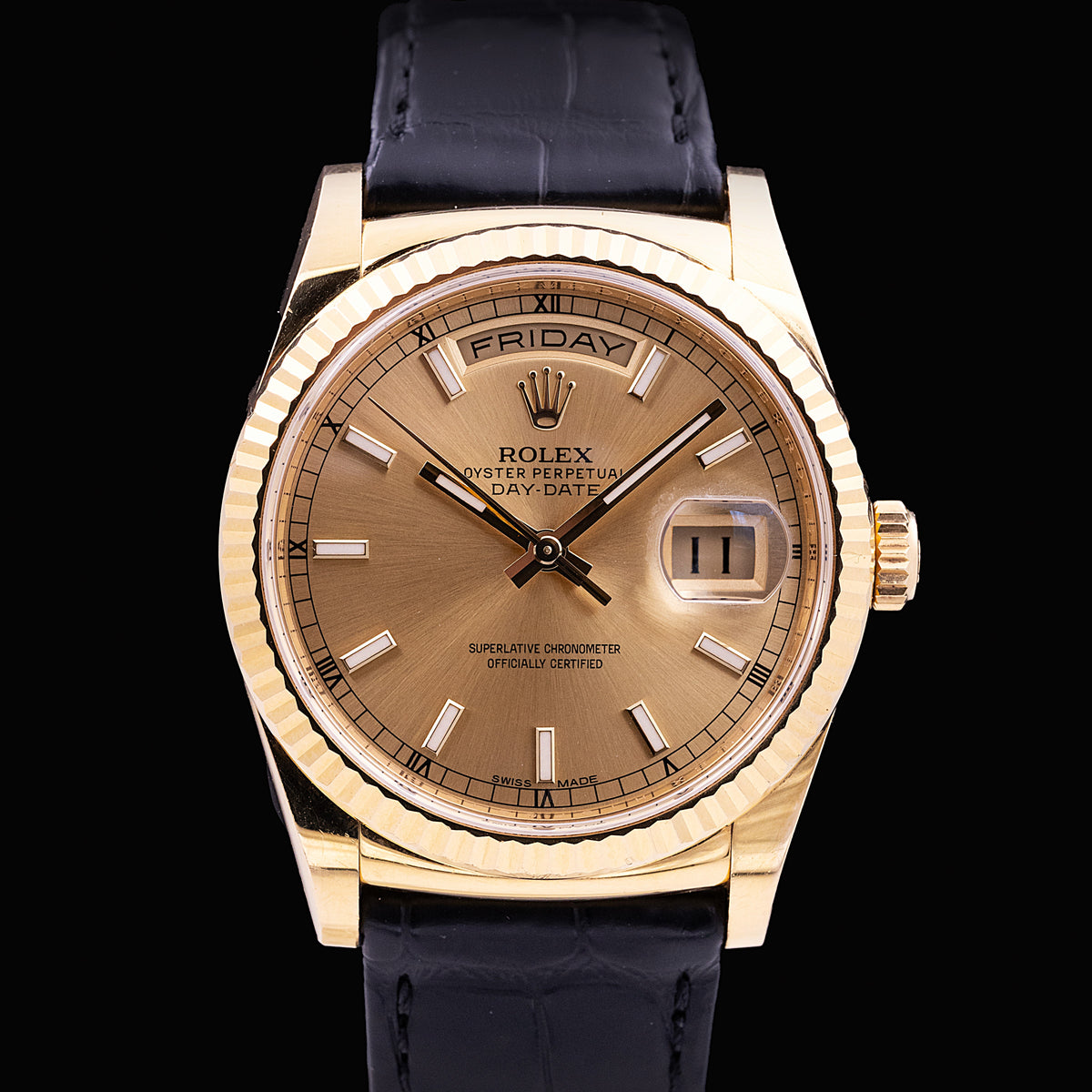 Rolex Day-Date Or Jaune Ref. 118138, années 2010 - montre vintage - Contre-Temps Paris
