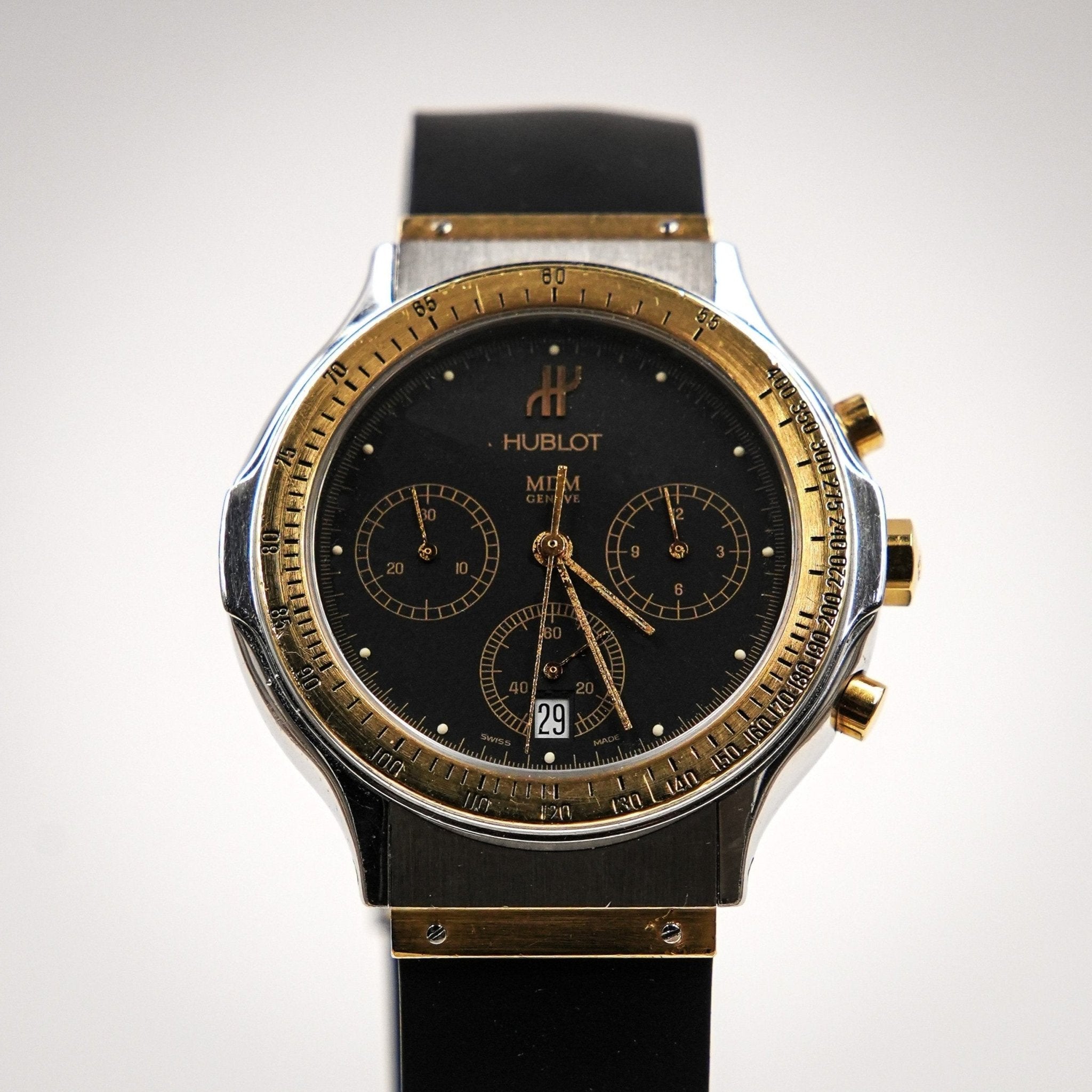 HUBLOT MDM CHRONOGRAPH OR ET ACIER - montre vintage - Contre - Temps Paris